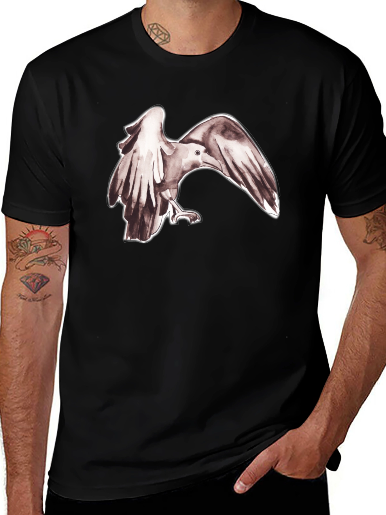 Variant 4 of Raven Graphic Black T-Shirt
