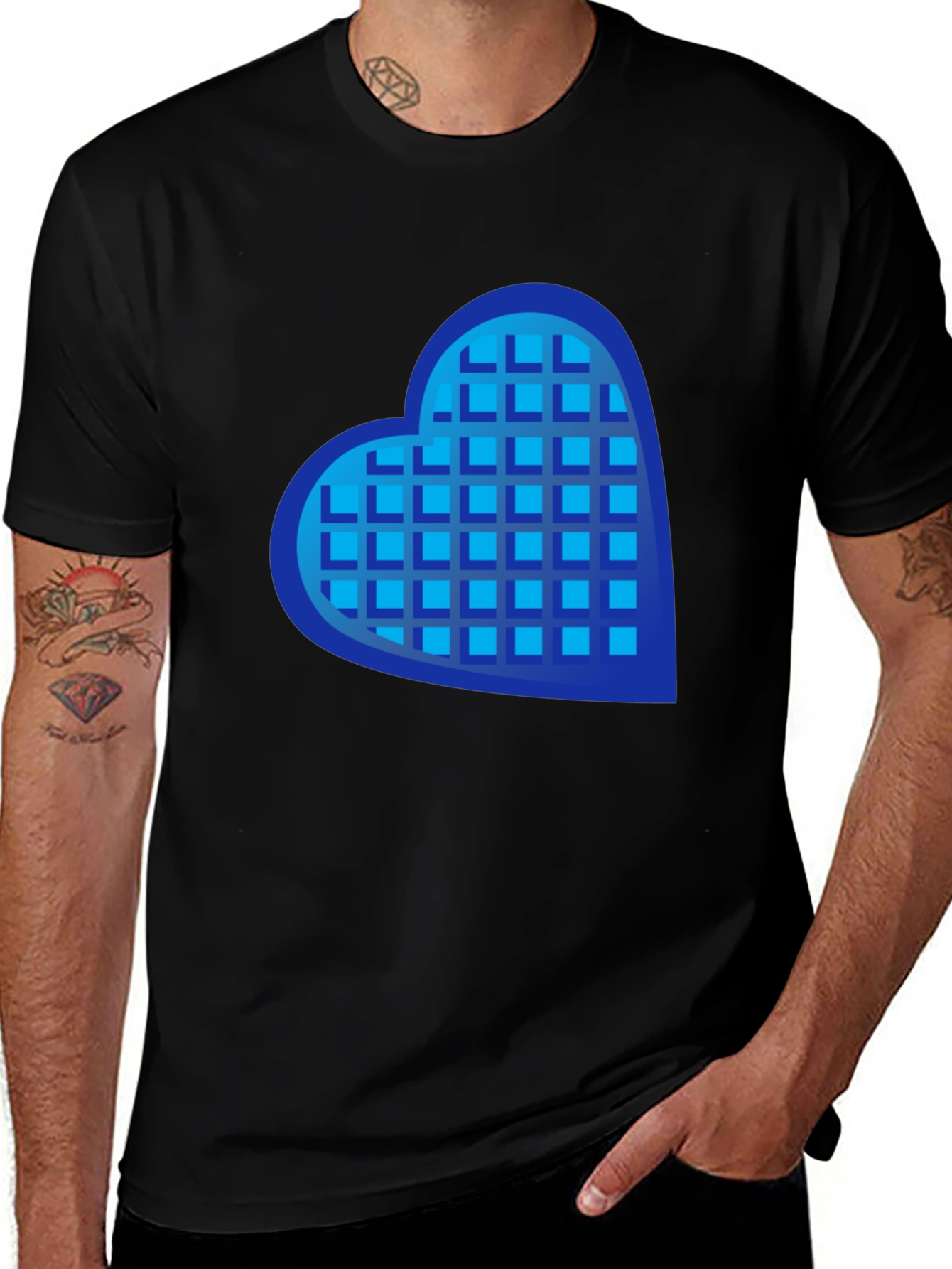 Variant 10 of Heart Waffle Graphic Tee - Casual Men's Shirt