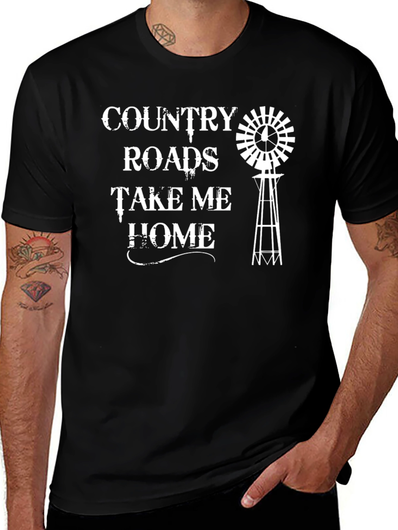 Country Roads Graphic T-Shirt - Black