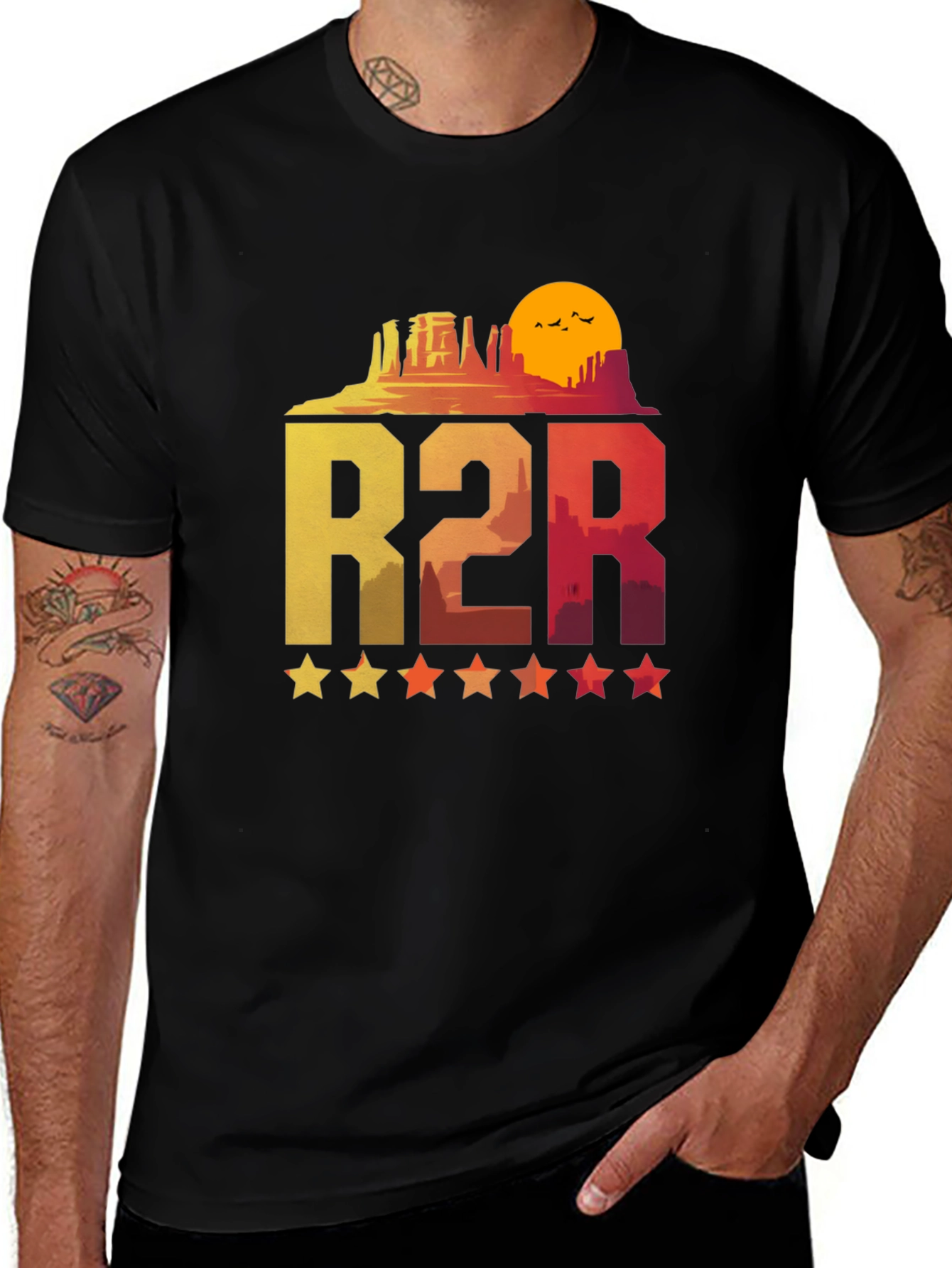Retro R2R Desert Graphic T-Shirt - Stylish and Comfortable