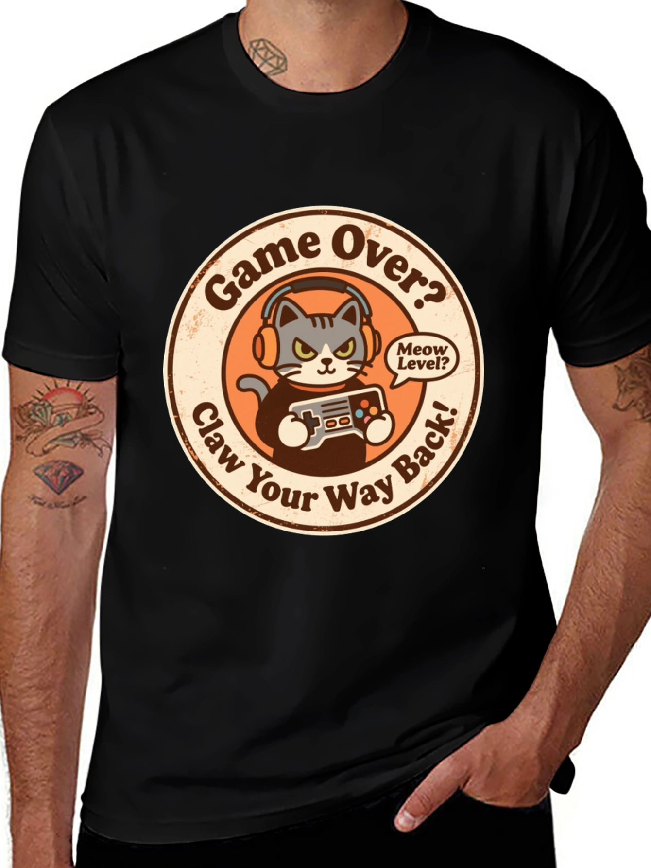Variant 22 of Game Over Cat Gamer T-Shirt