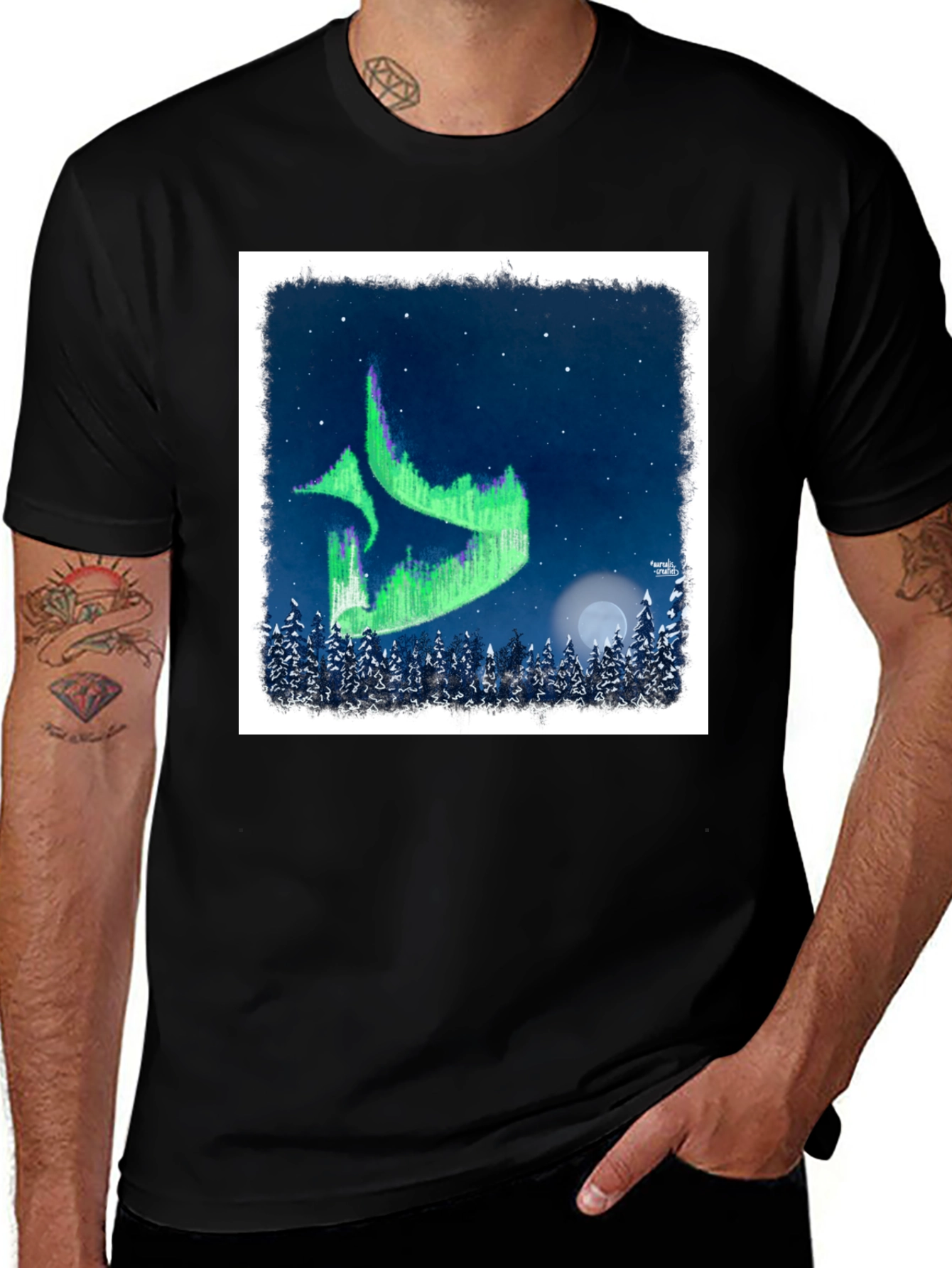 Variant 26 of Aurora Borealis Graphic Tee - Northern Lights Design