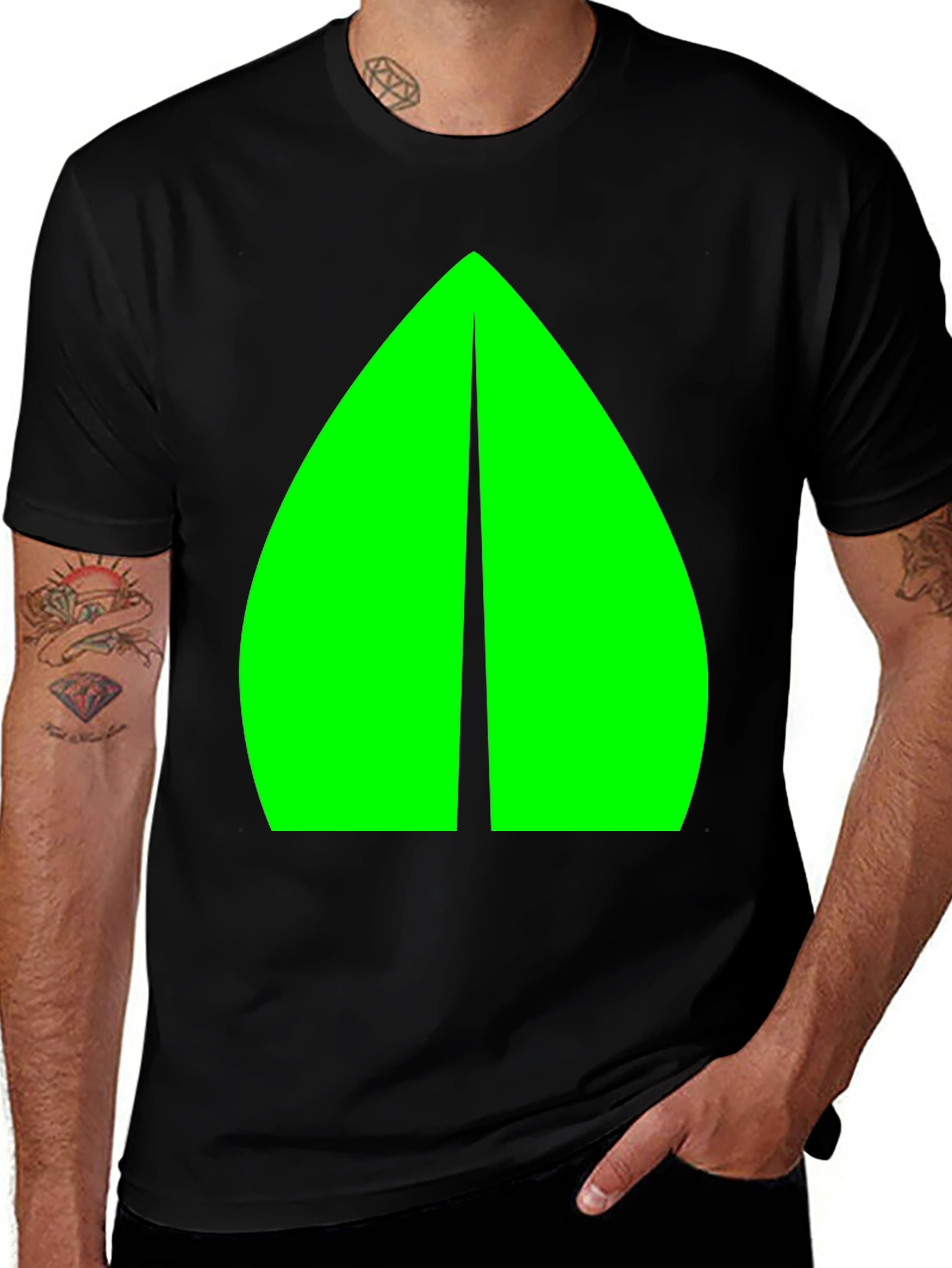 Variant 30 of Geometric Green Graphic Black Tee