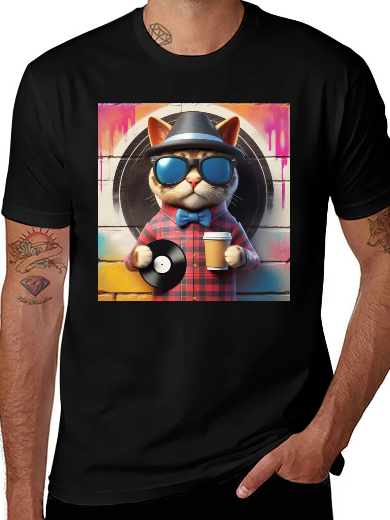 Variant 18 of Cool Cat Graphic Tee - DJ Cat T-Shirt