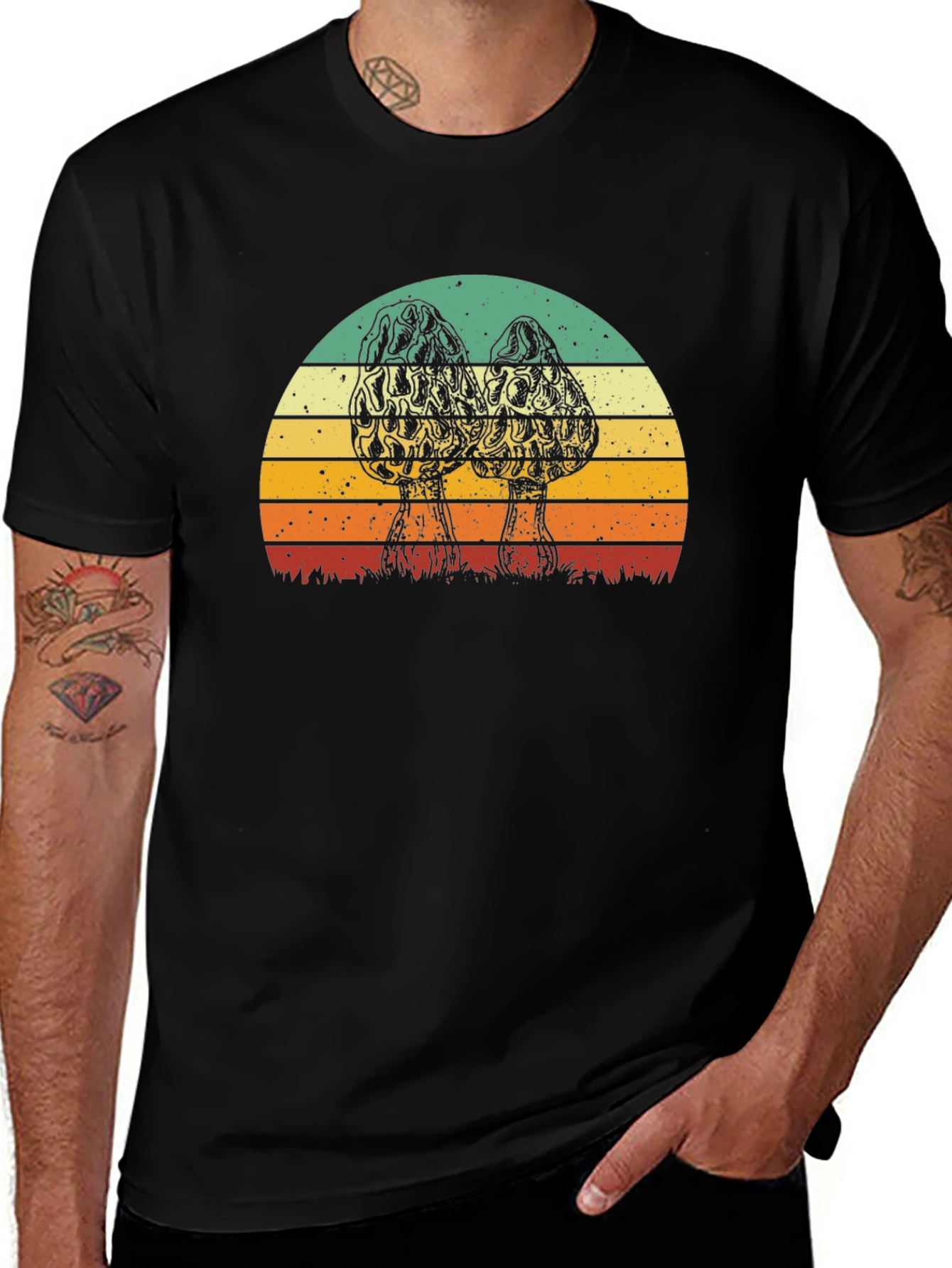 Variant 26 of Vintage Morel Mushroom Sunset Graphic T-Shirt