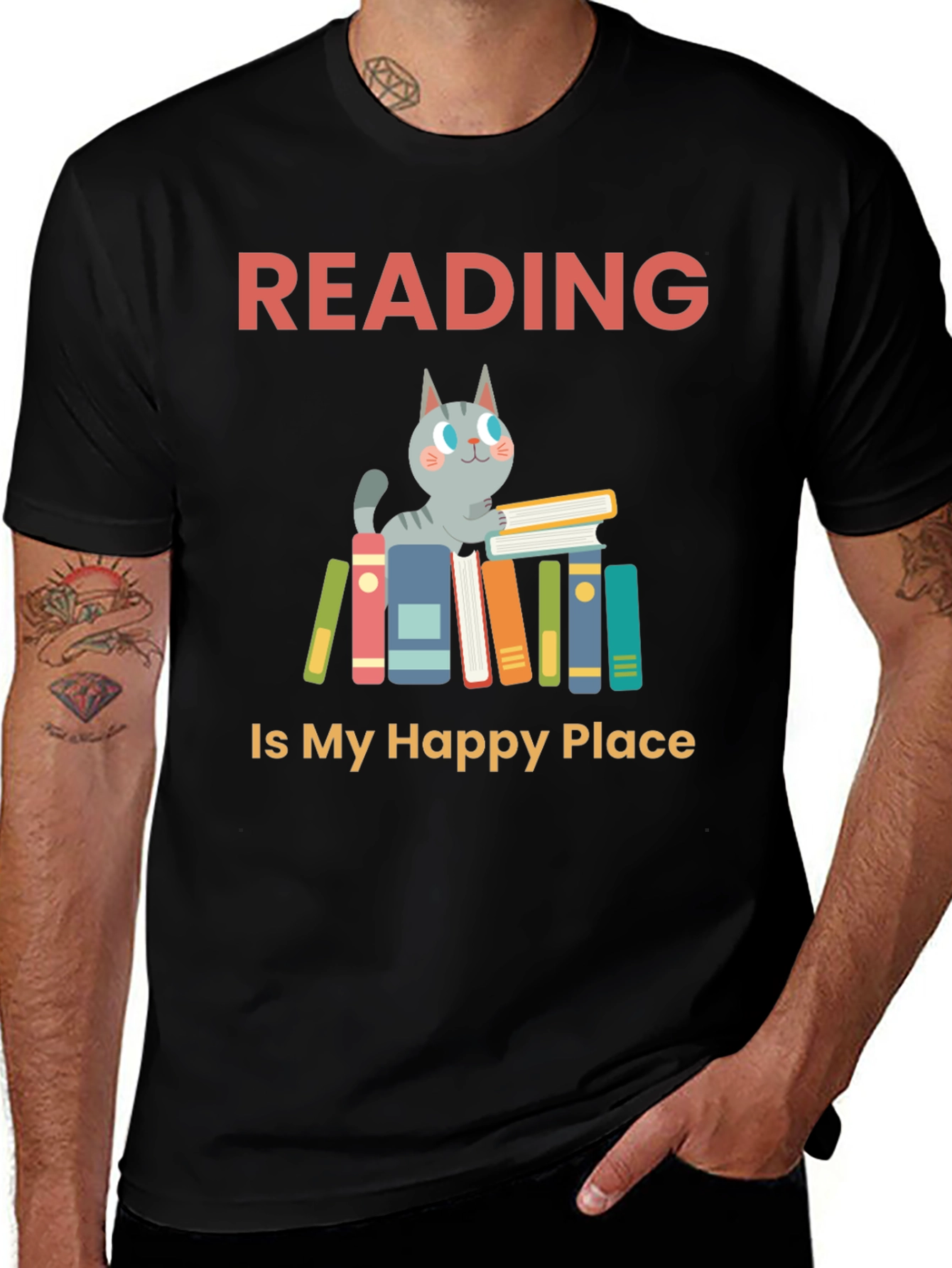 Variant 27 of Reading Cat Graphic T-Shirt
