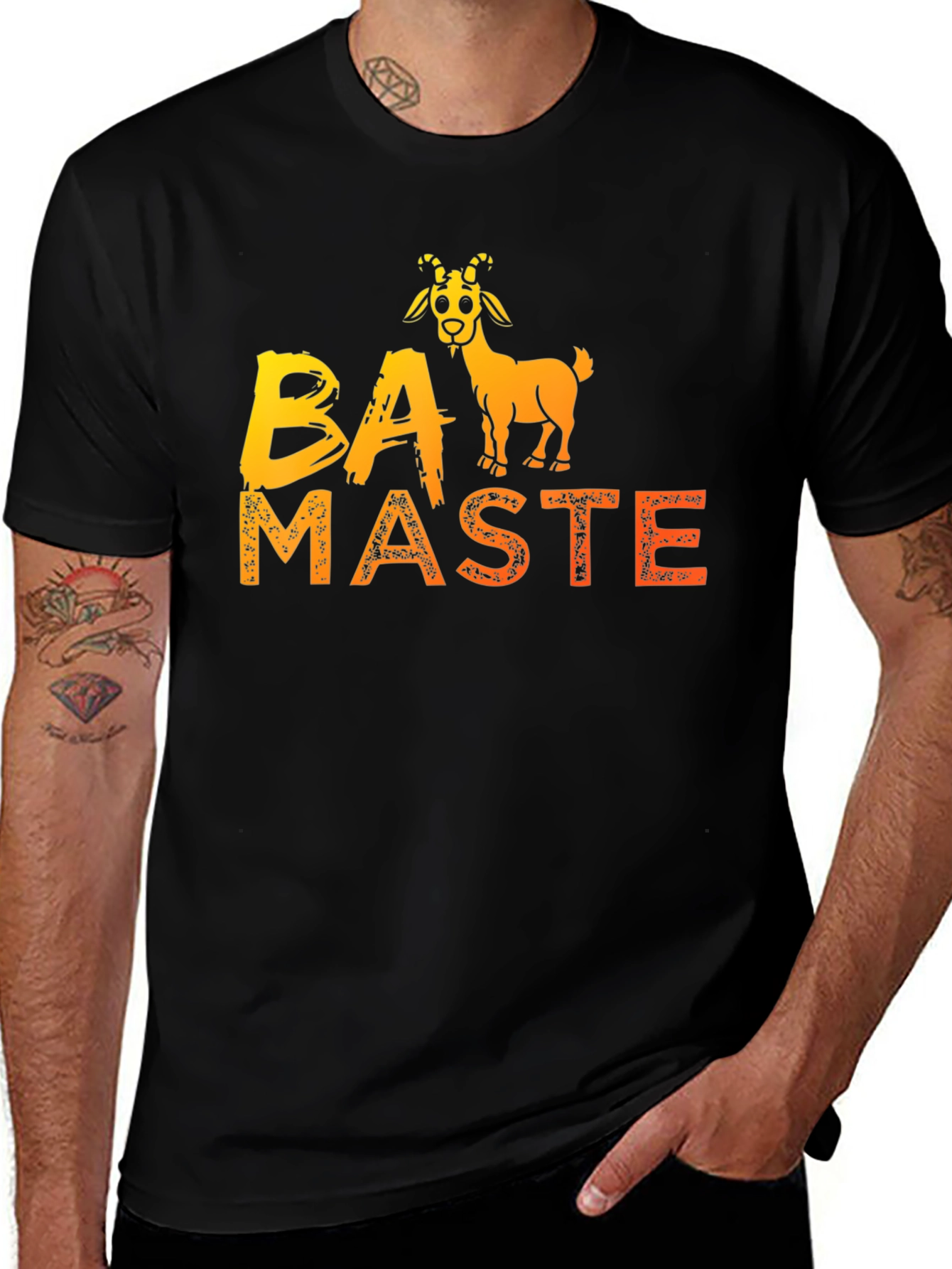 BAA-MASTE Goat Graphic Tee - Casual Black T-Shirt