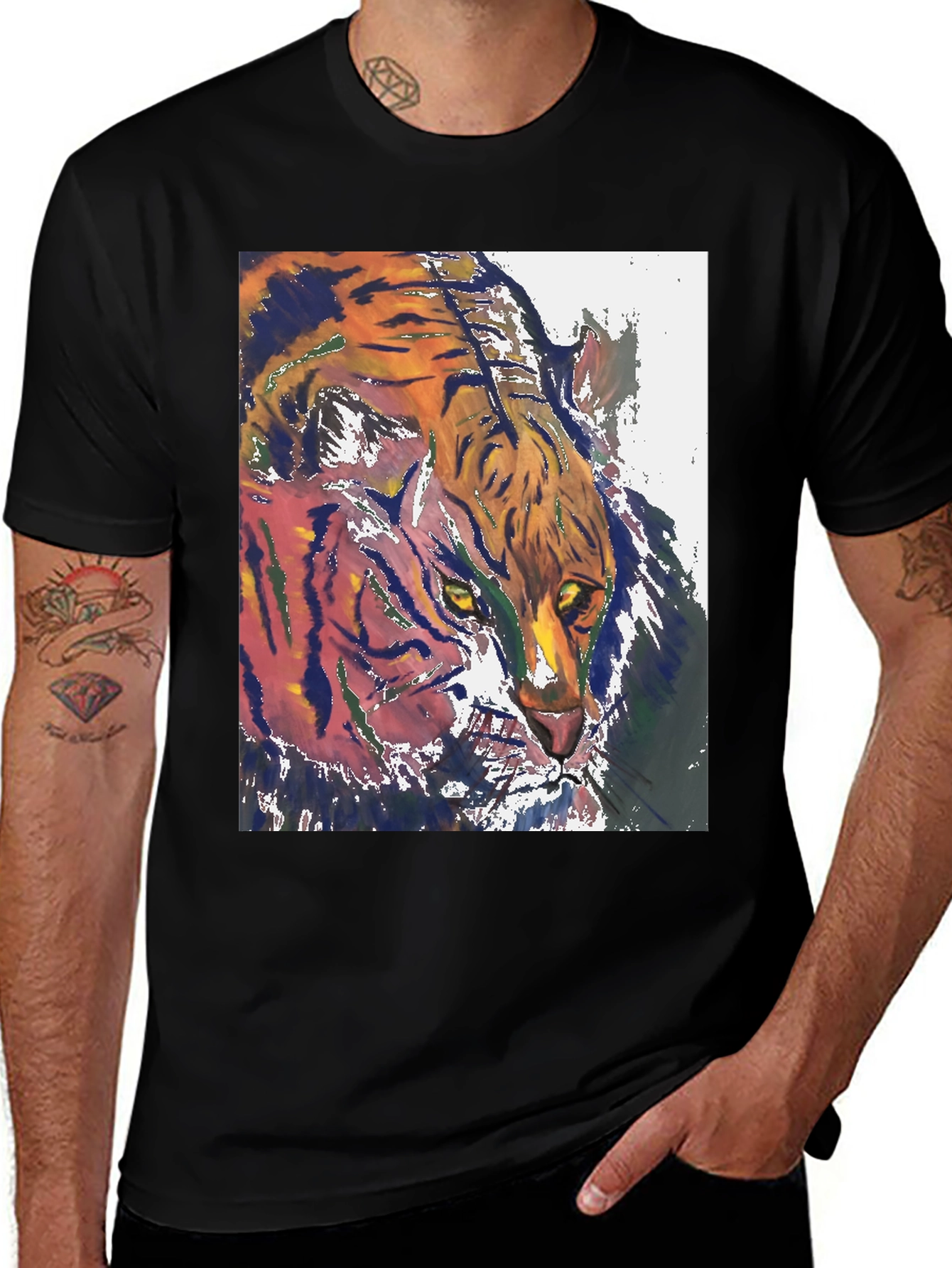 Variant 27 of Tiger Graphic Tee - Men's Black T-Shirt