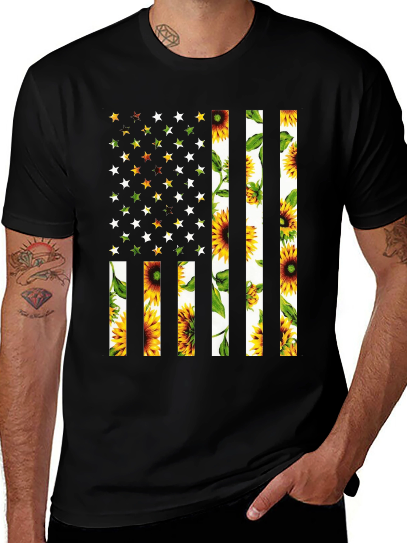 Variant 19 of Sunflower American Flag T-Shirt