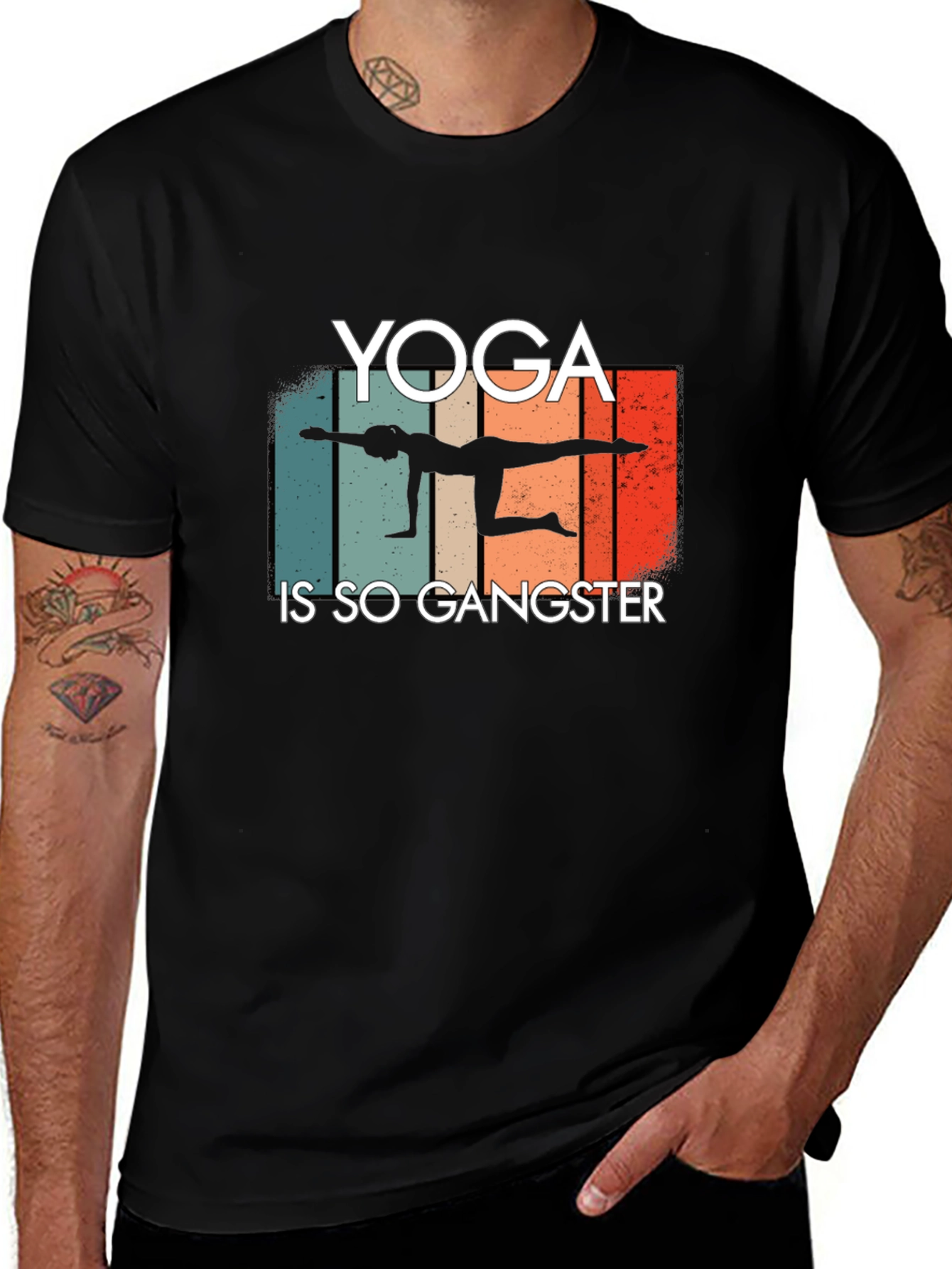 Variant 20 of Yoga is so Gangster Black Graphic Tee