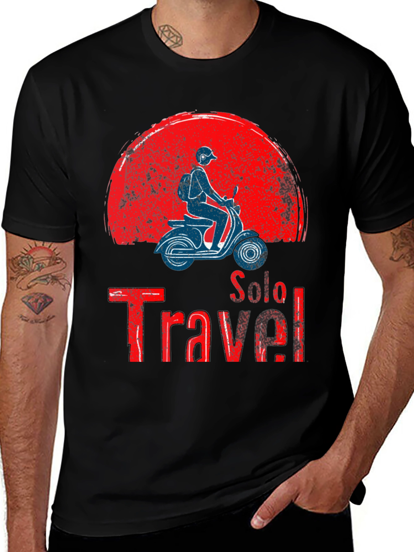 Solo Travel Graphic T-Shirt - Scooter Design