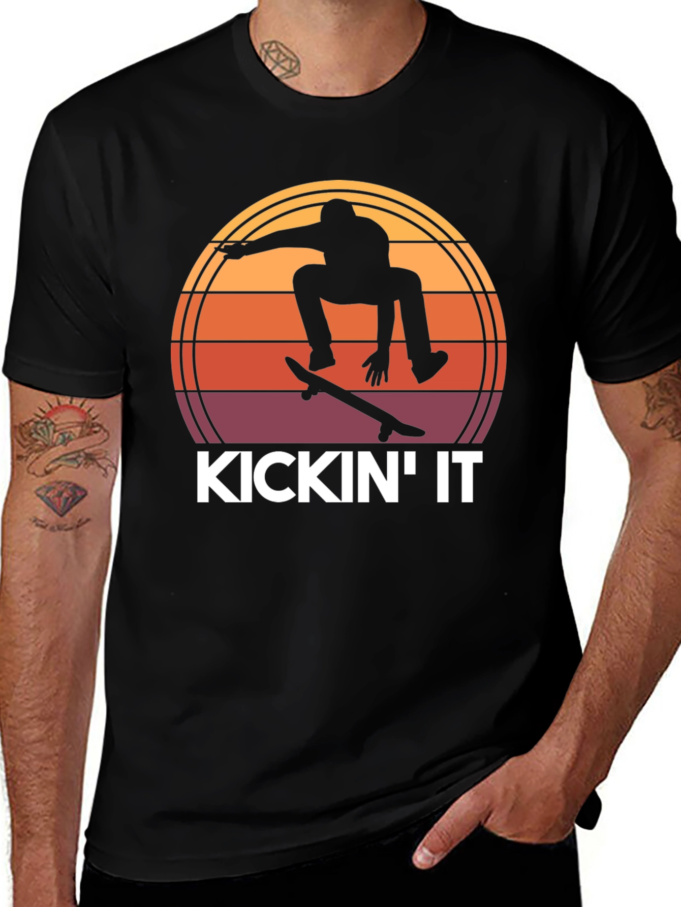 Variant 28 of KICKIN' IT Skateboarder Silhouette Graphic Tee