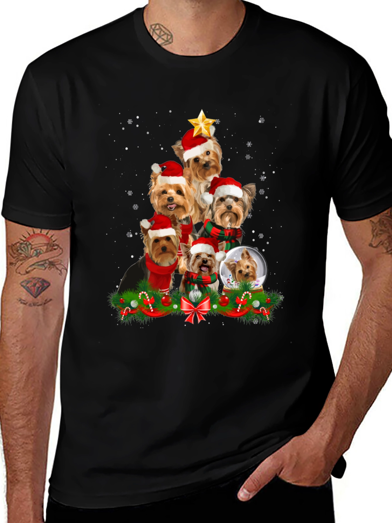 Yorkie Christmas Tree T-Shirt