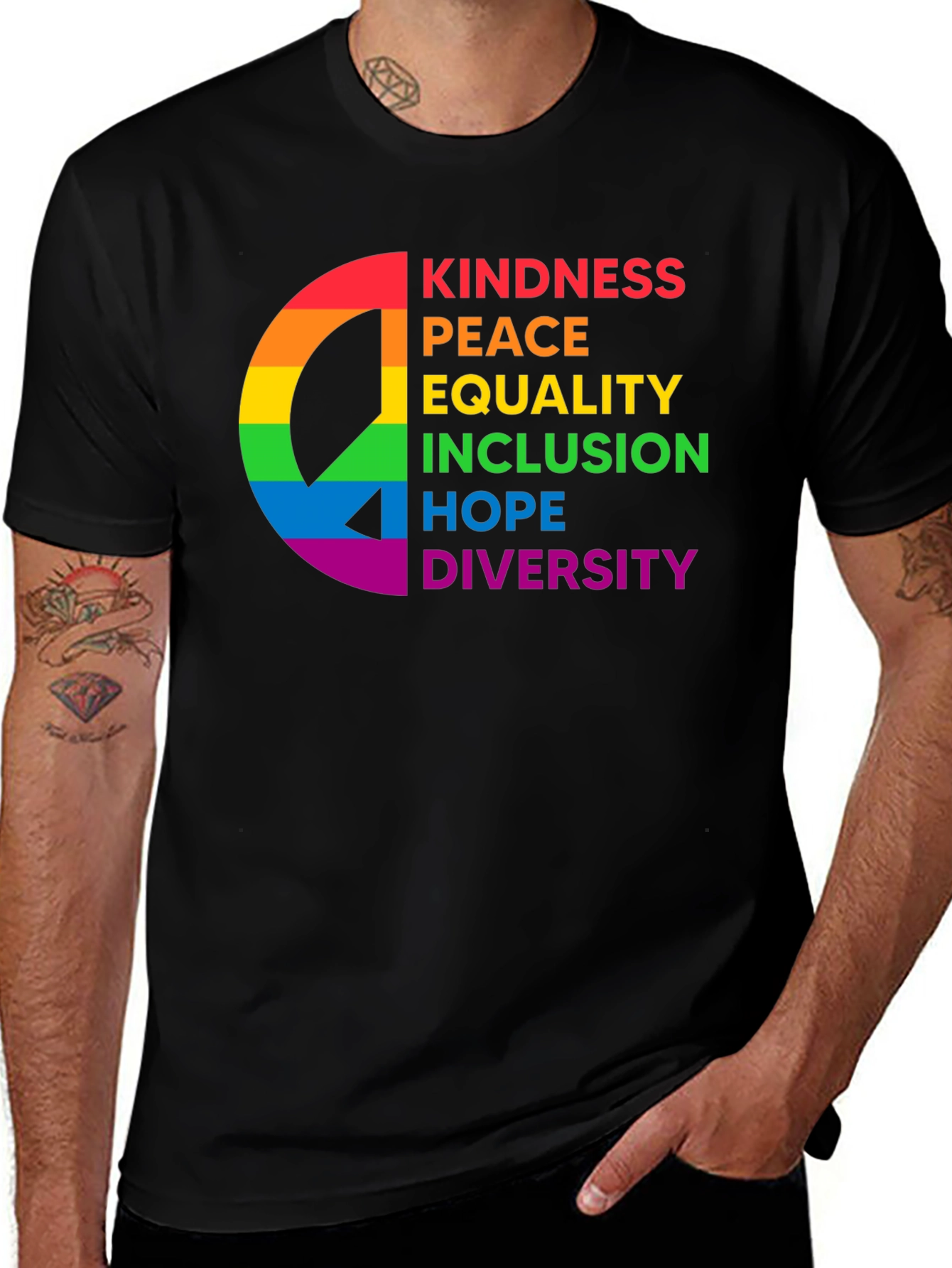 Pride Peace Kindness Equality Inclusion Hope Diversity T-Shirt
