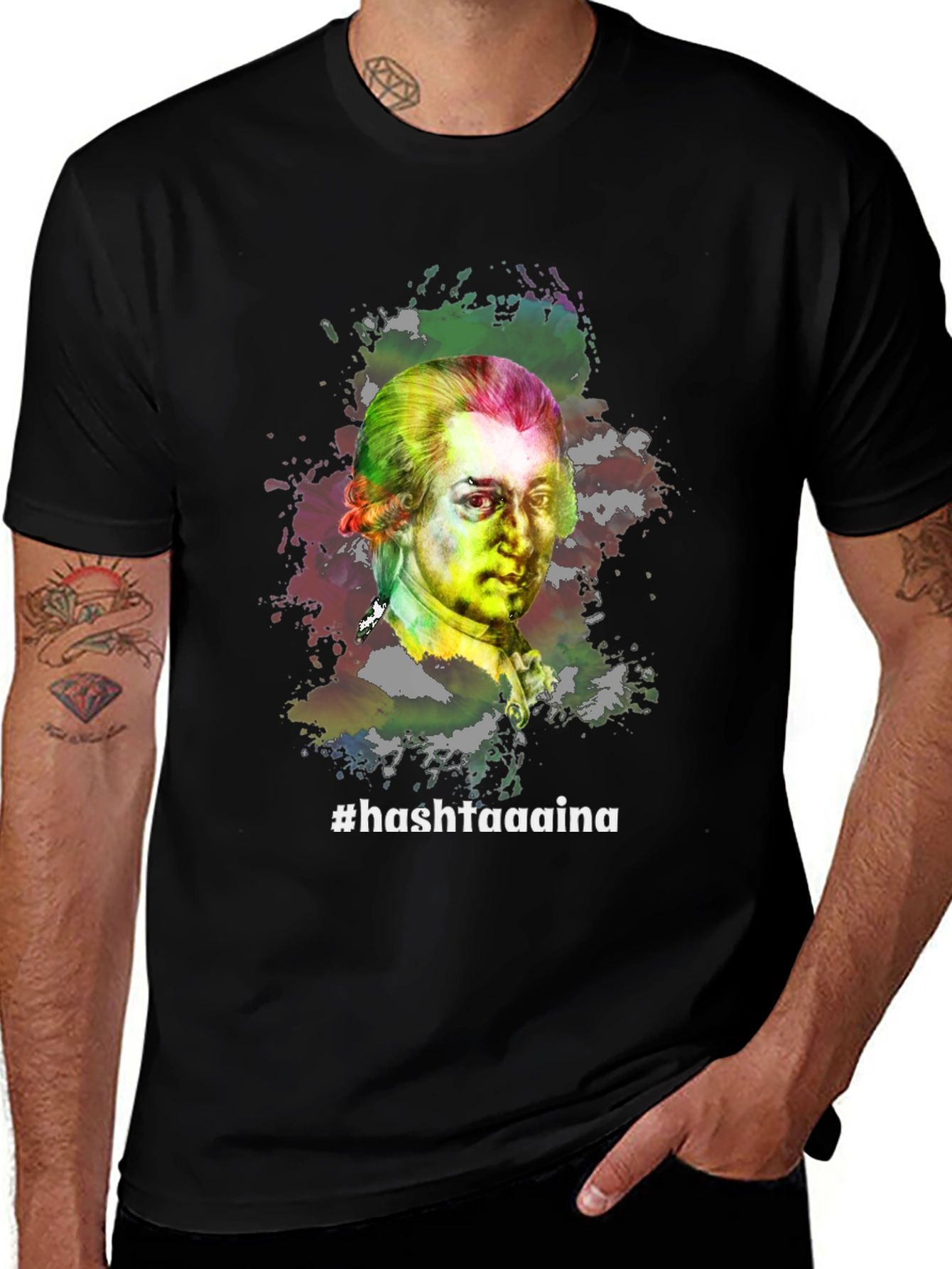 Mozart Watercolor T-Shirt - #hashtaaaina Design