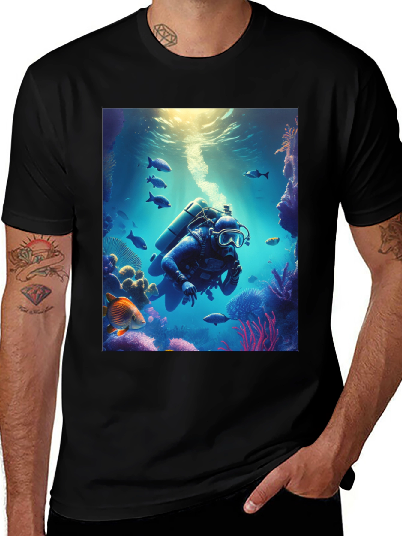 Variant 14 of Scuba Diver Underwater Adventure Black T-Shirt