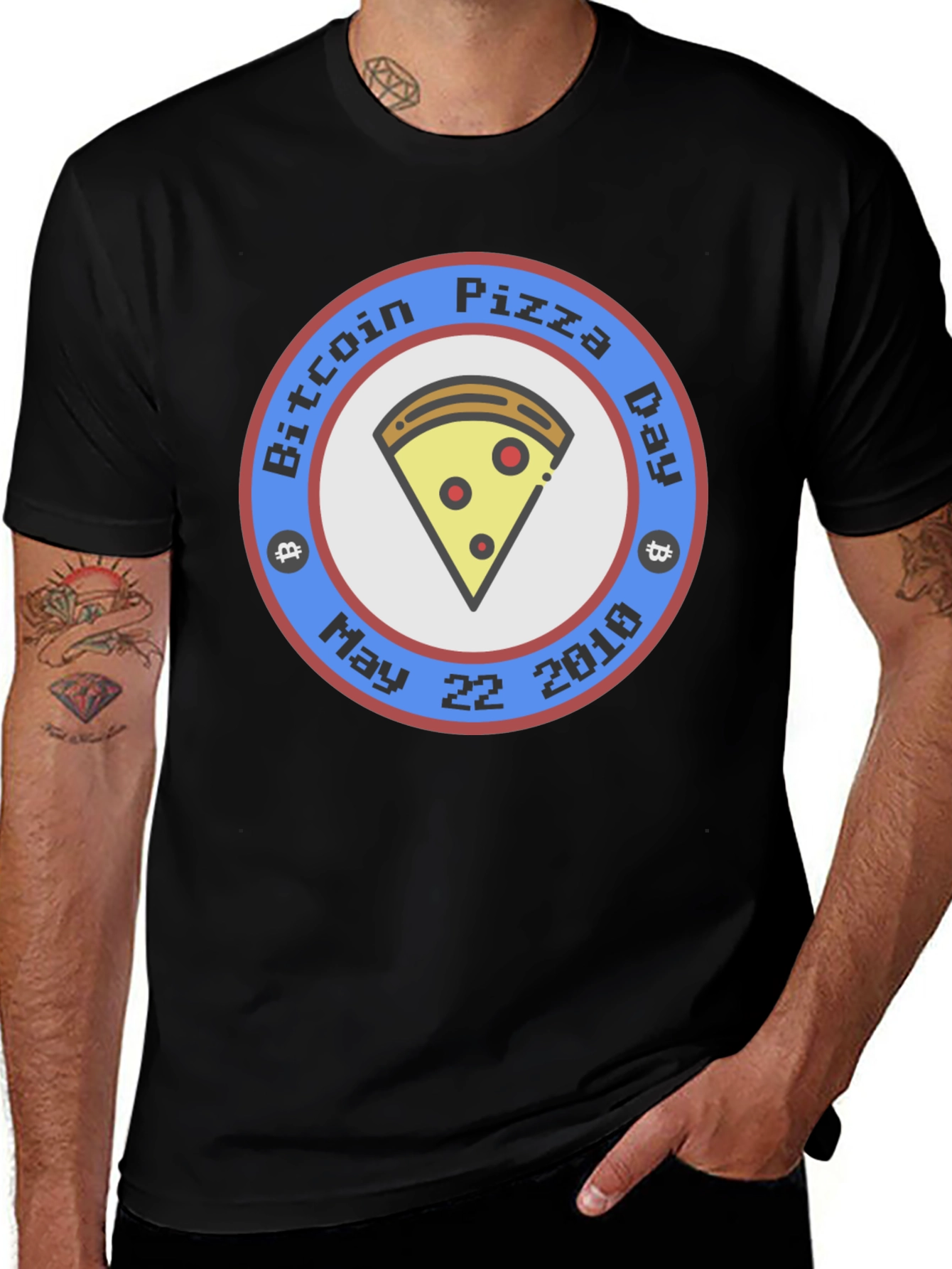 Bitcoin Pizza Day Black T-Shirt - May 22, 2010