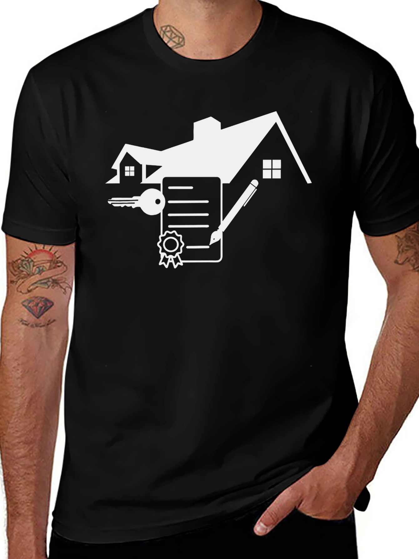 Realtor House Key Contract Black T-Shirt