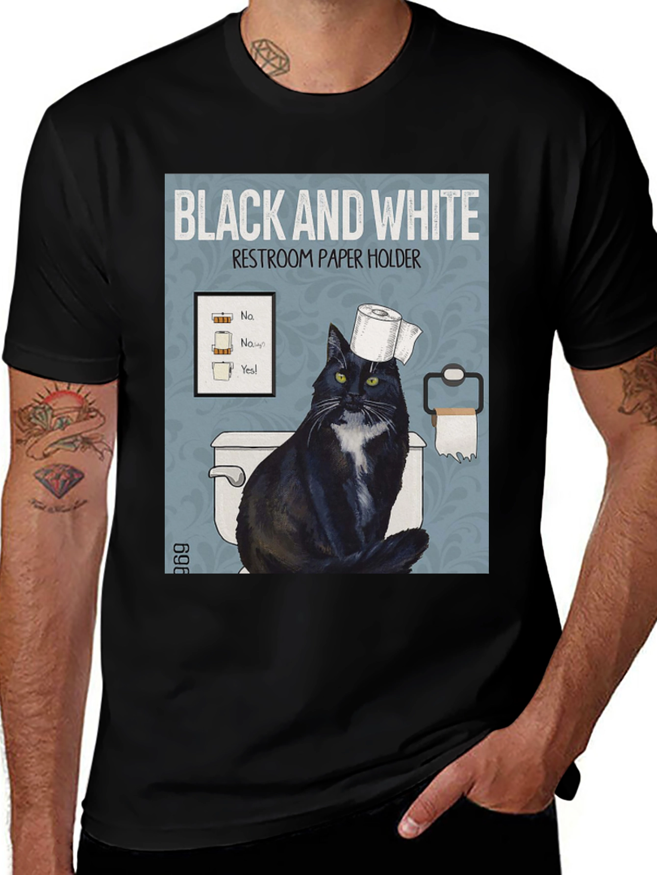 Variant 6 of Black and White Restroom Paper Holder T-Shirt