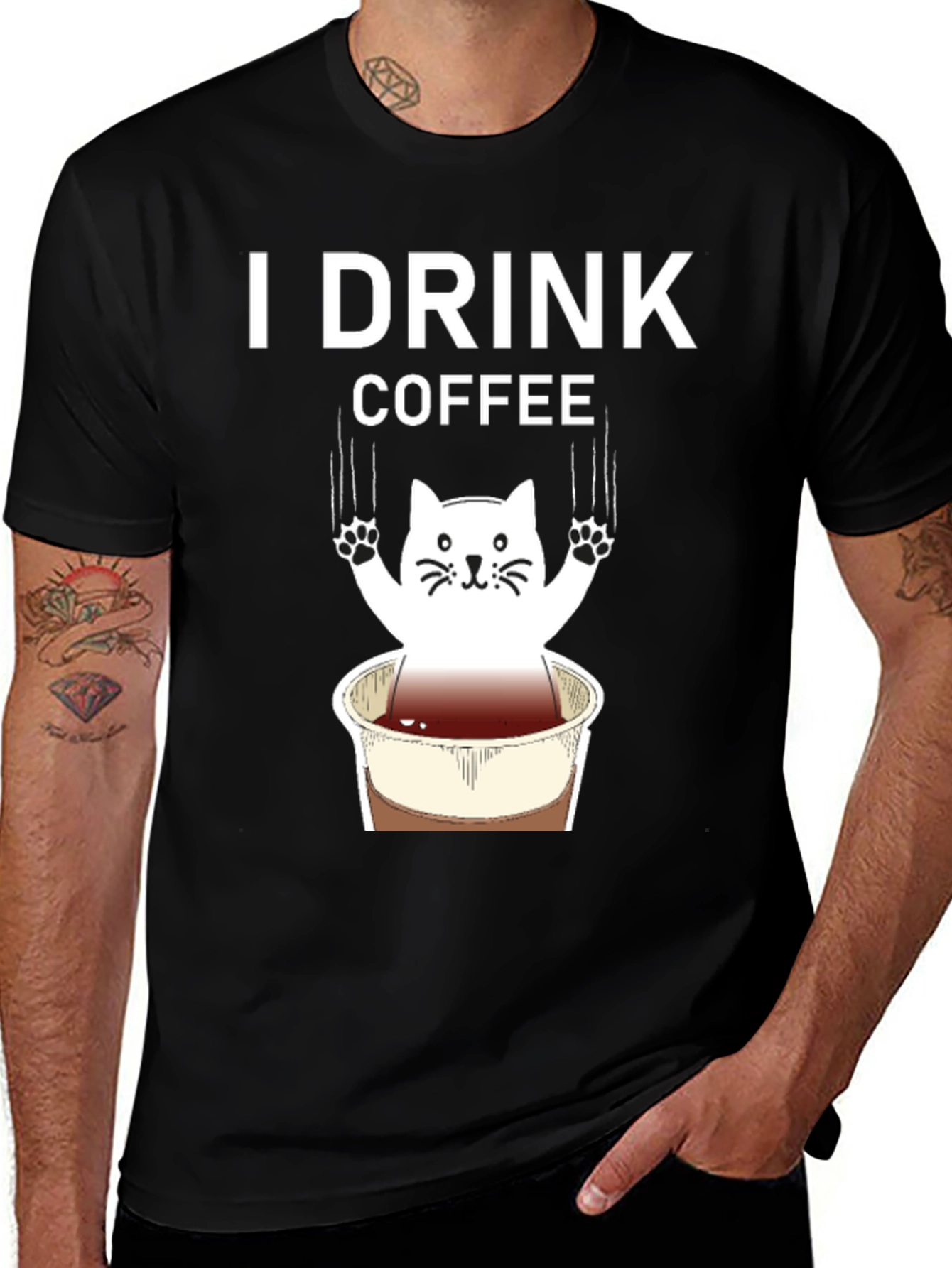 Variant 13 of I Drink Coffee Cat Graphic Tee