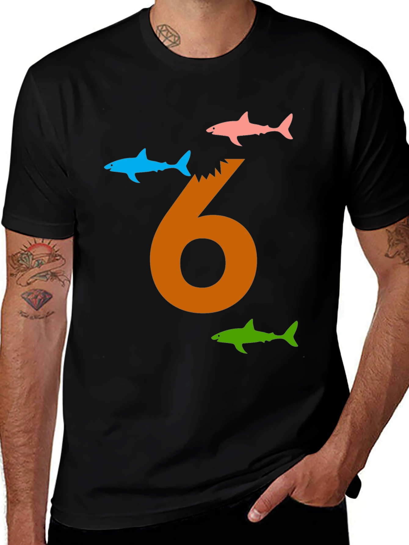 Variant 10 of Shark Six Graphic Tee - Unique Novelty T-Shirt
