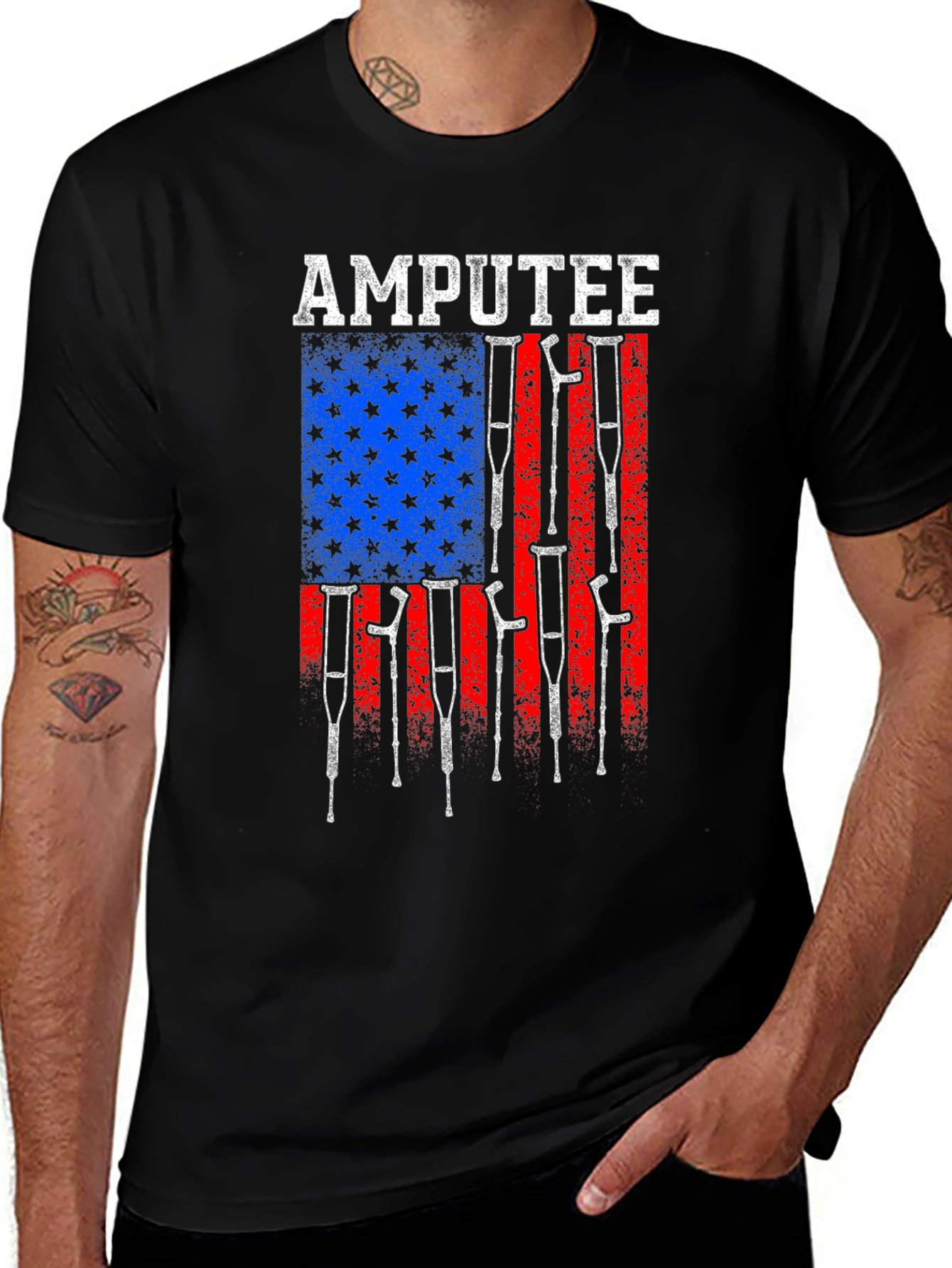 Amputee American Flag Graphic T-Shirt