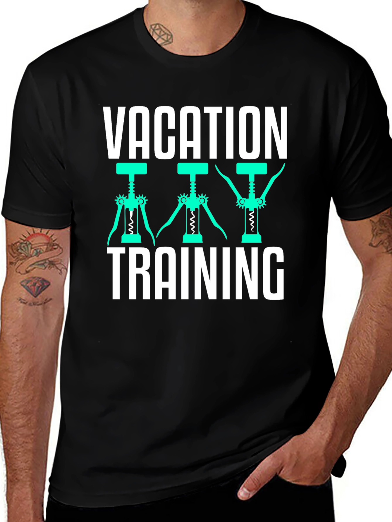 Variant 9 of Vacation Training Wine Opener T-Shirt