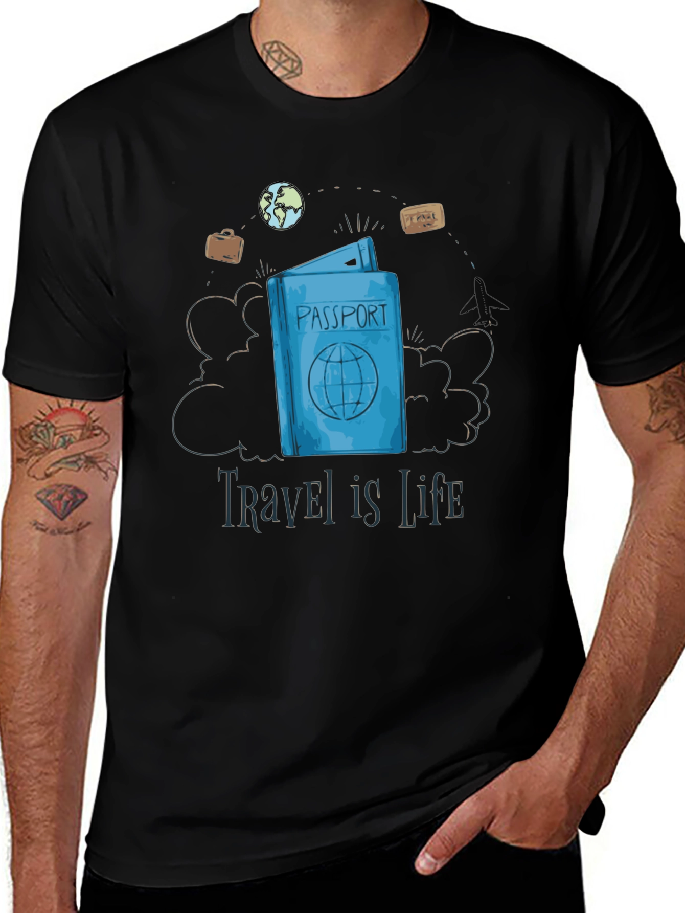 Variant 28 of Travel is Life Passport Graphic T-Shirt