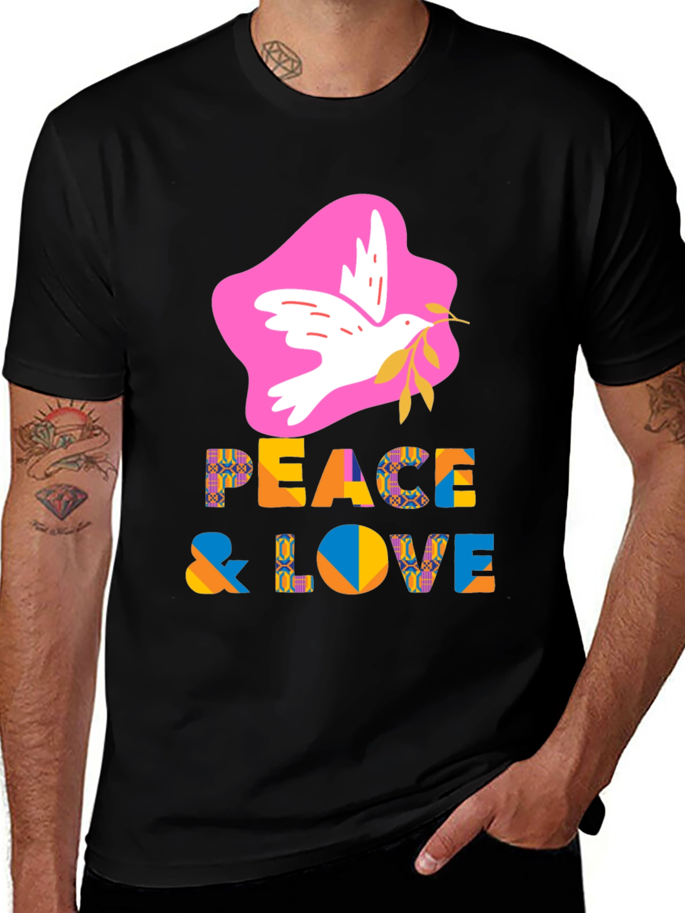Variant 8 of Peace & Love Graphic Tee - Stylish Trendy Top