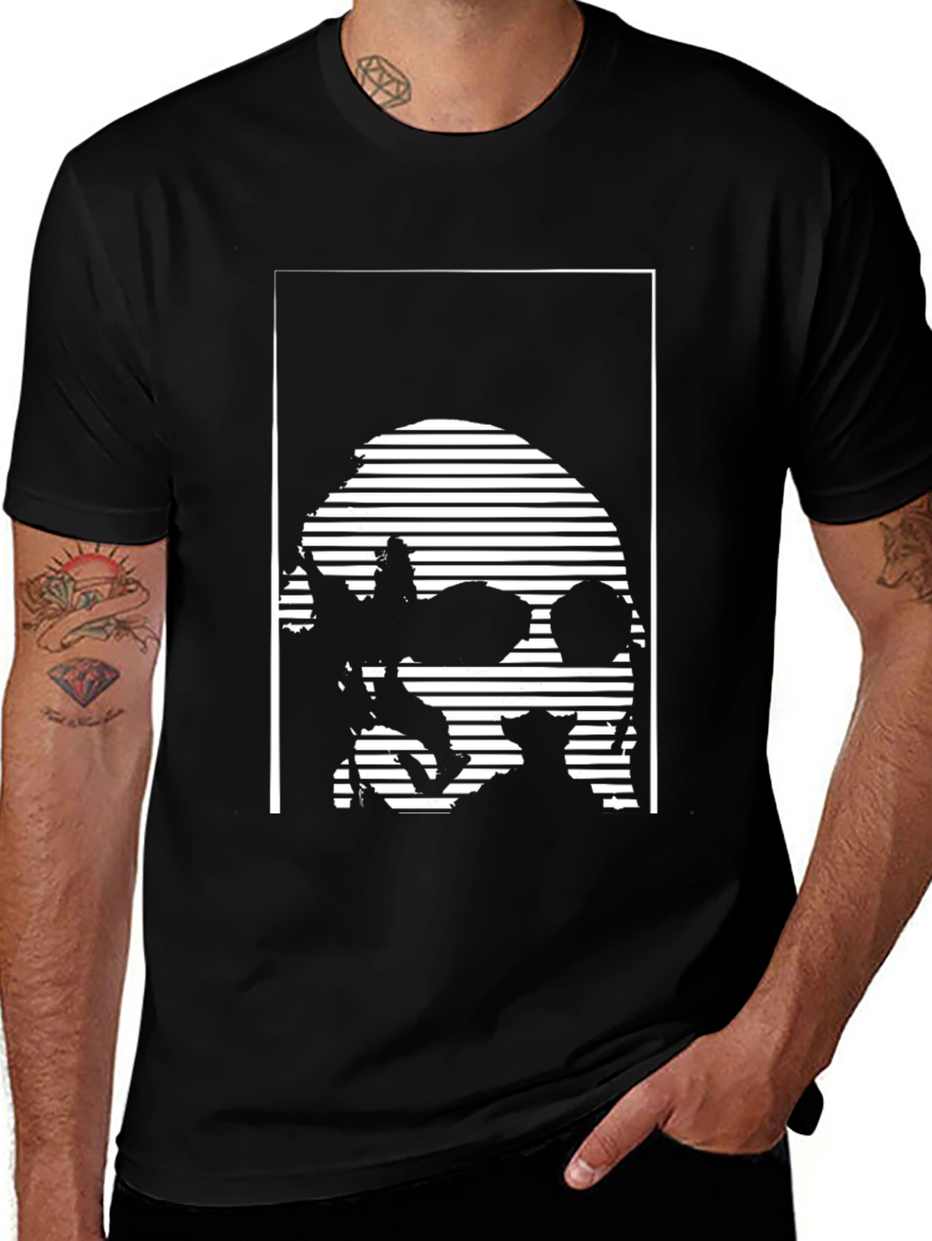 Striped Skull Graphic Tee
