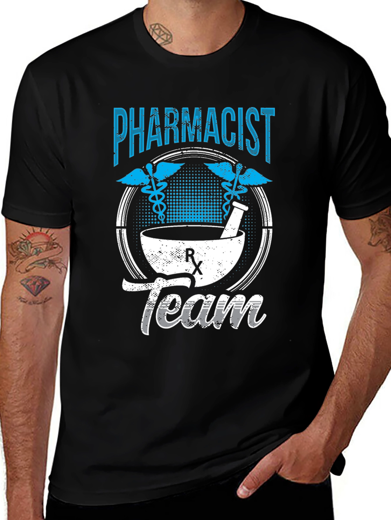 Variant 11 of Pharmacist Team T-Shirt - Black Cotton Blend