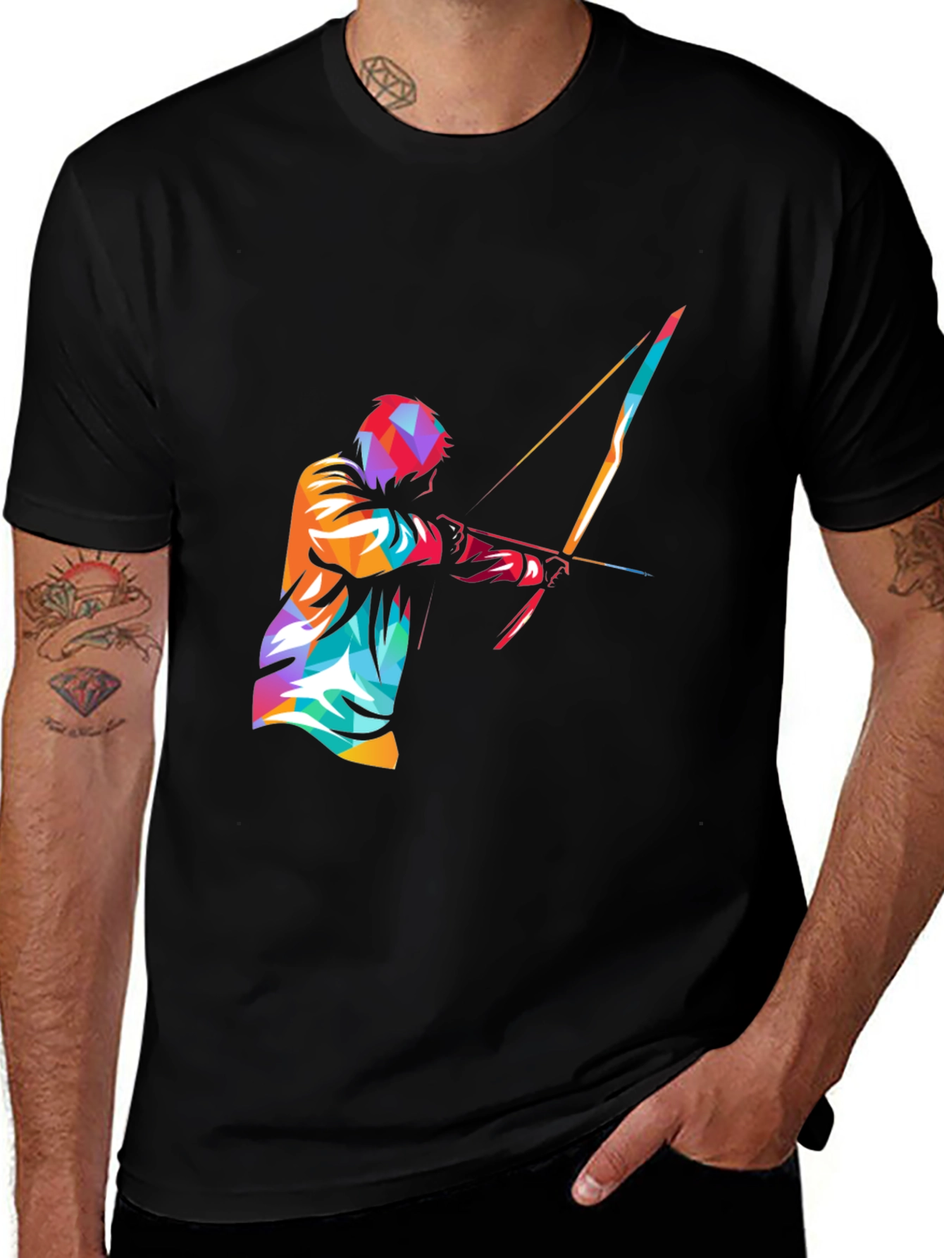 Variant 22 of Men's Black Graphic Tee - Archery Design