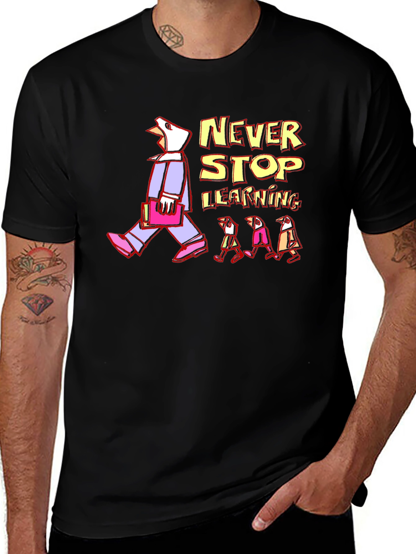 Variant 8 of Never Stop Learning Graphic T-Shirt - Black