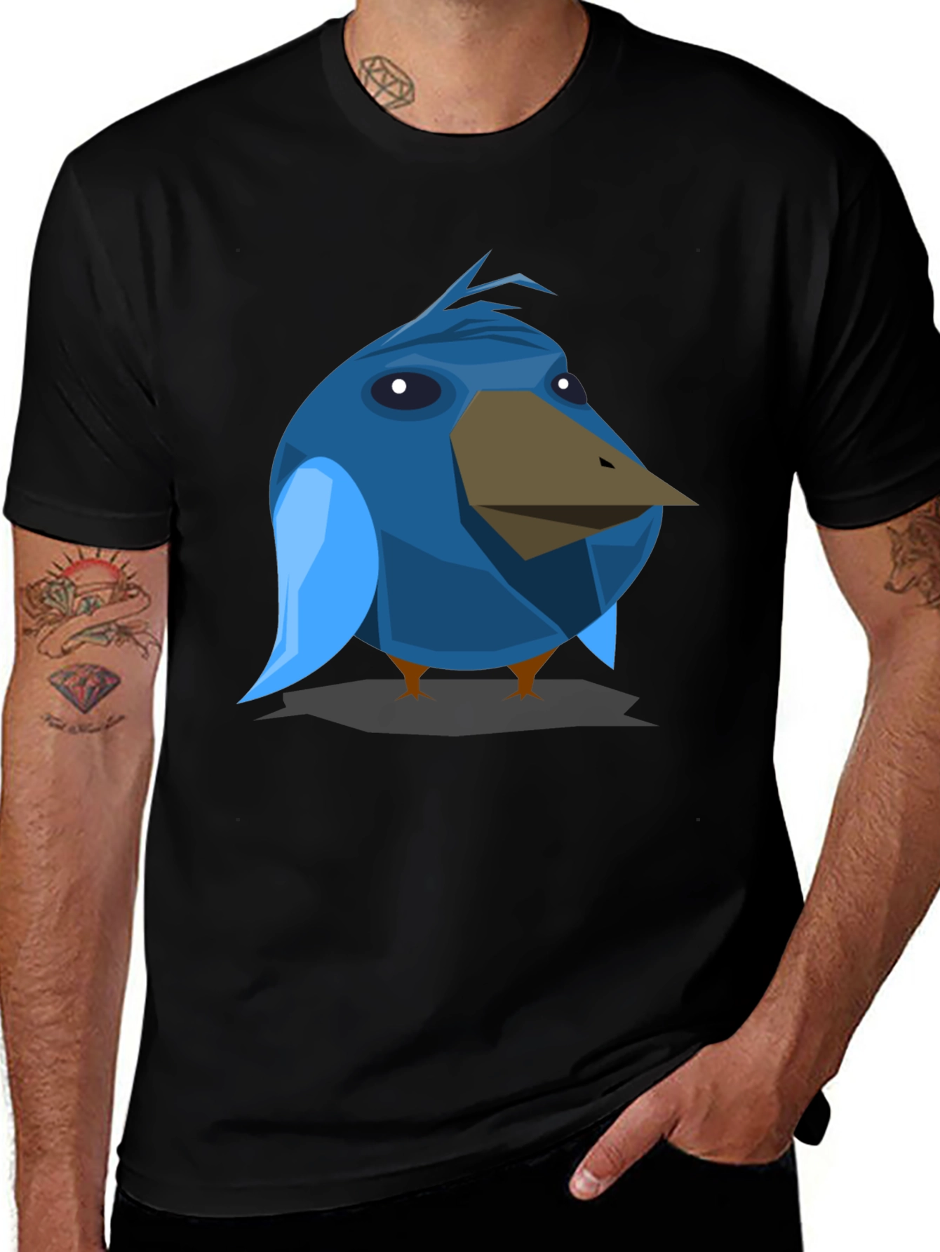 Variant 5 of Funny Blue Bird Graphic T-Shirt - Casual Cotton Tee