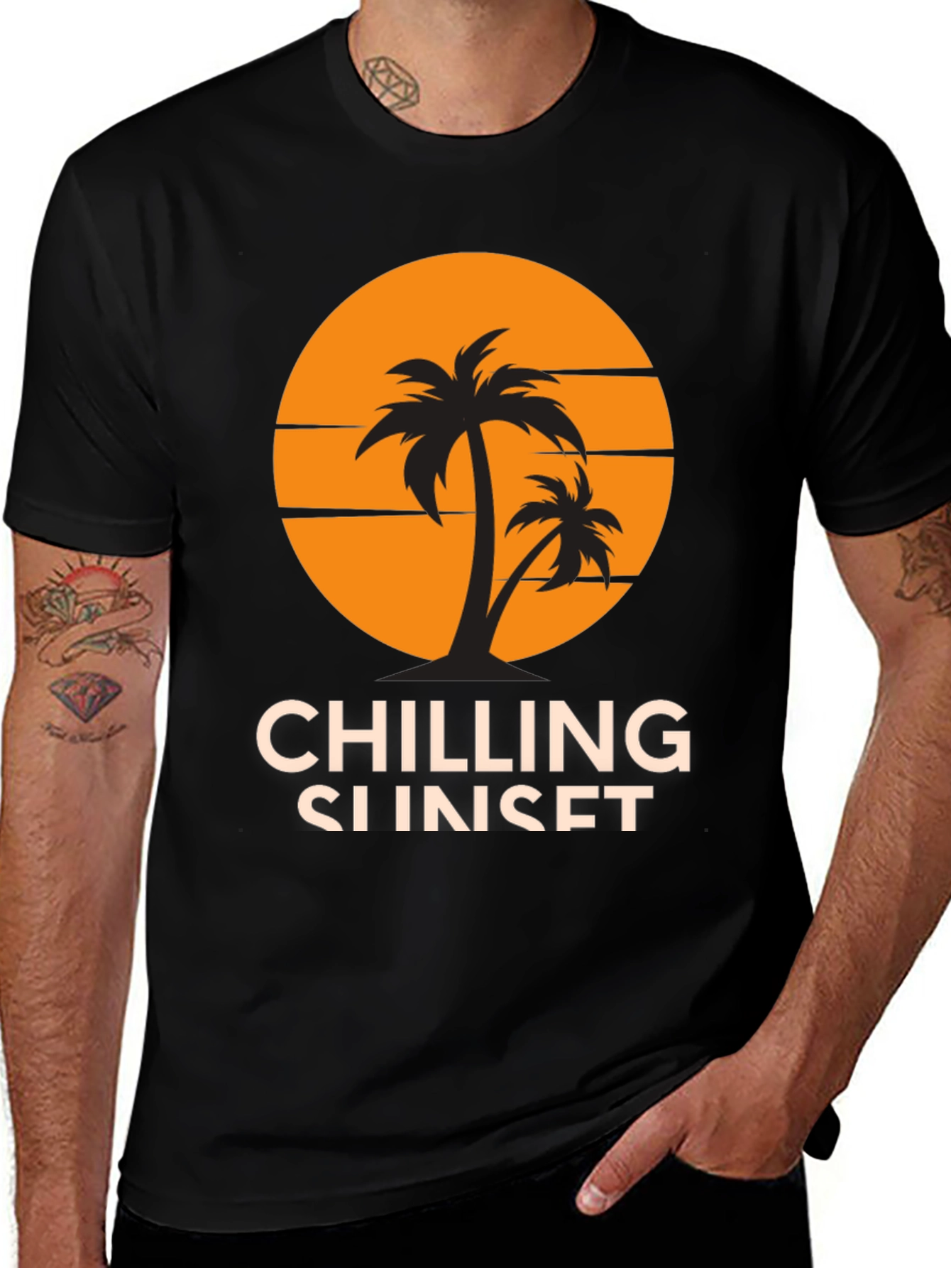 Variant 5 of Chilling Sunset Graphic Tee - Tropical Vibes!