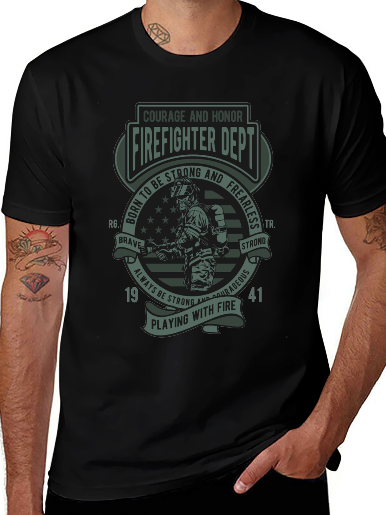 Variant 6 of Firefighter Dept. T-Shirt - Courage & Honor Design