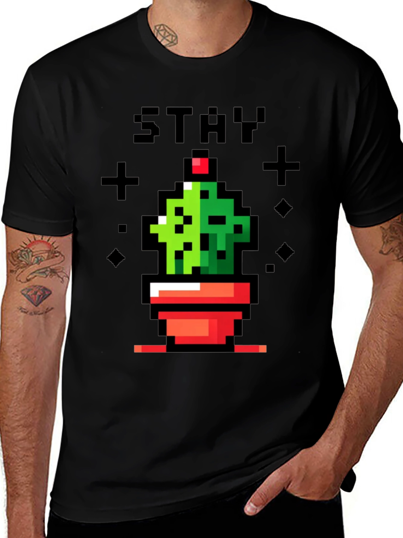 Variant 20 of Pixel Cactus Graphic Tee - Stay Sharp Style