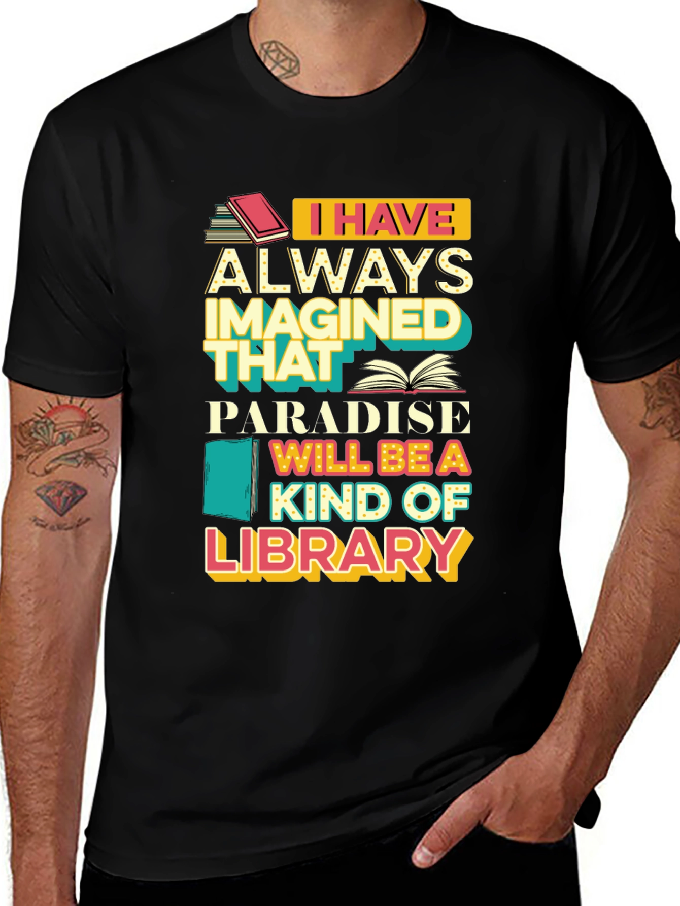 Variant 27 of Book Lover T-Shirt: Paradise Library Design