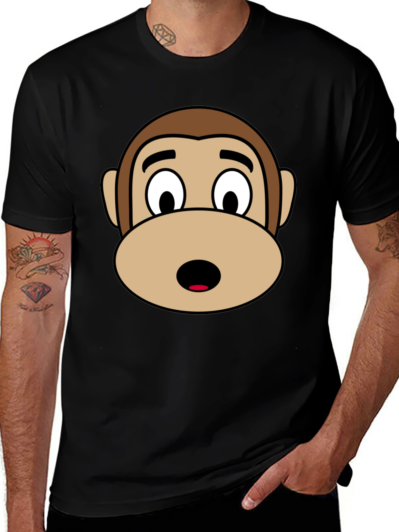 Variant 28 of Monkey Face Graphic Tee - Black Unisex T-Shirt