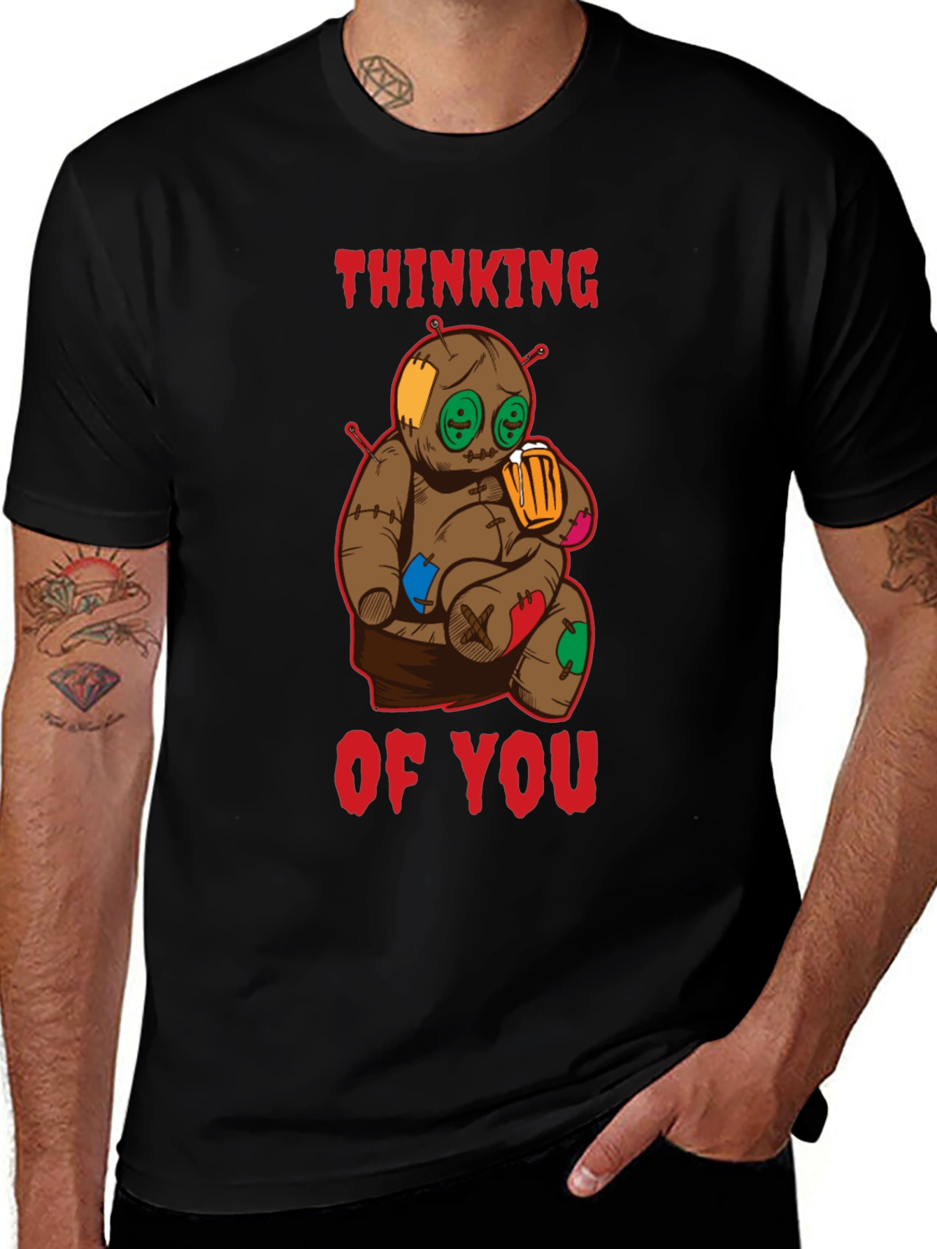 Variant 27 of Thinking of You Voodoo Doll Black T-Shirt