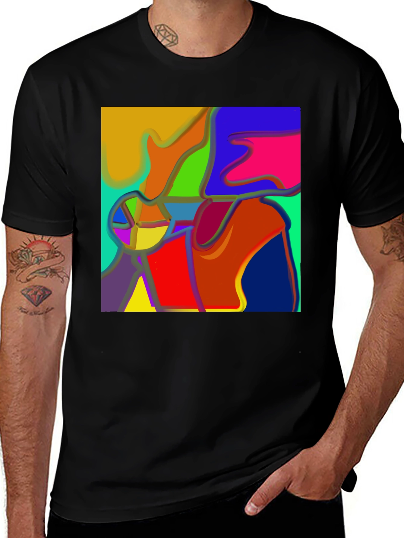 Variant 16 of Abstract Art Graphic Tee - Bold Colors, Modern Design