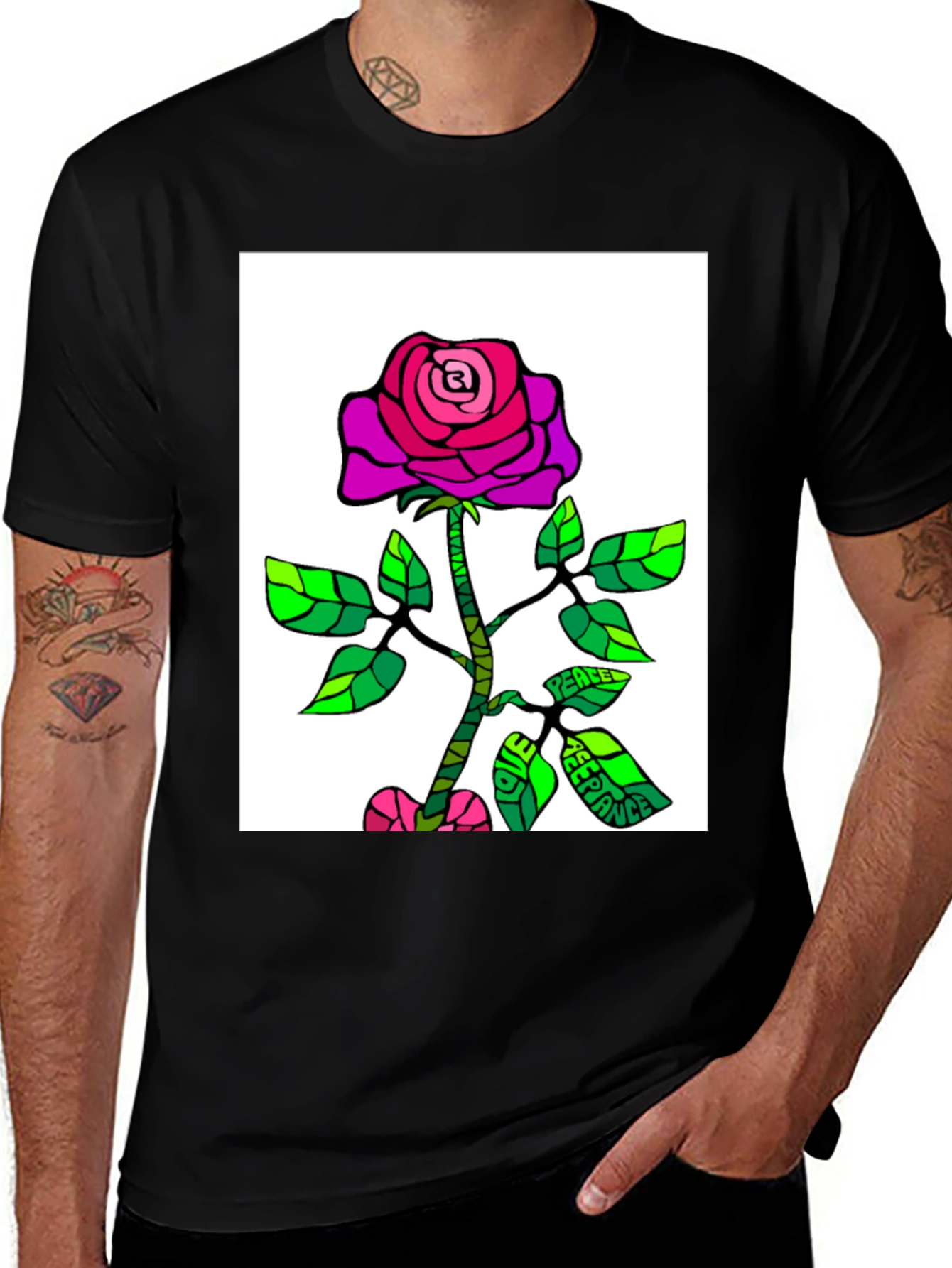 Variant 3 of Rose Peace T-Shirt - Unique Graphic Tee
