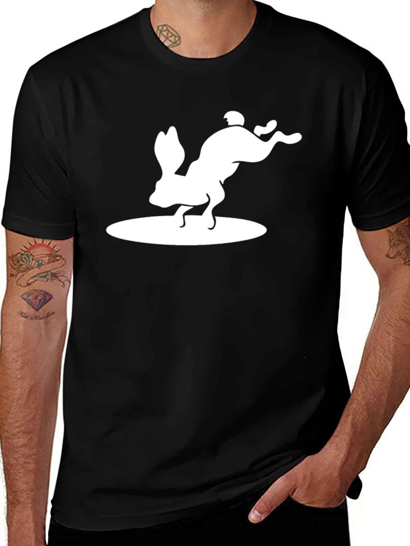 Variant 19 of Surfing Rabbit Graphic Tee - Unisex Black T-Shirt