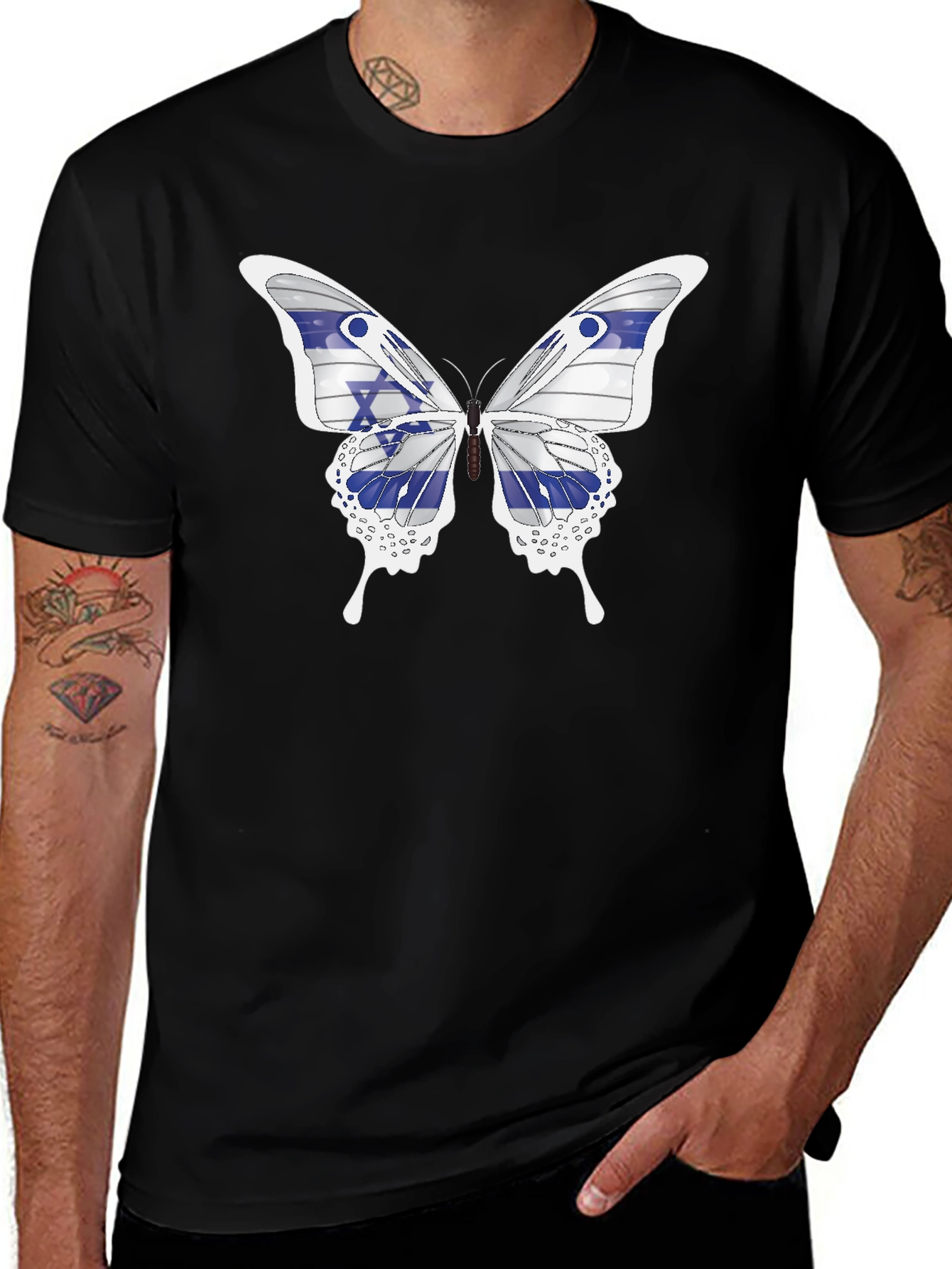 Variant 15 of Israeli Flag Butterfly Graphic T-Shirt