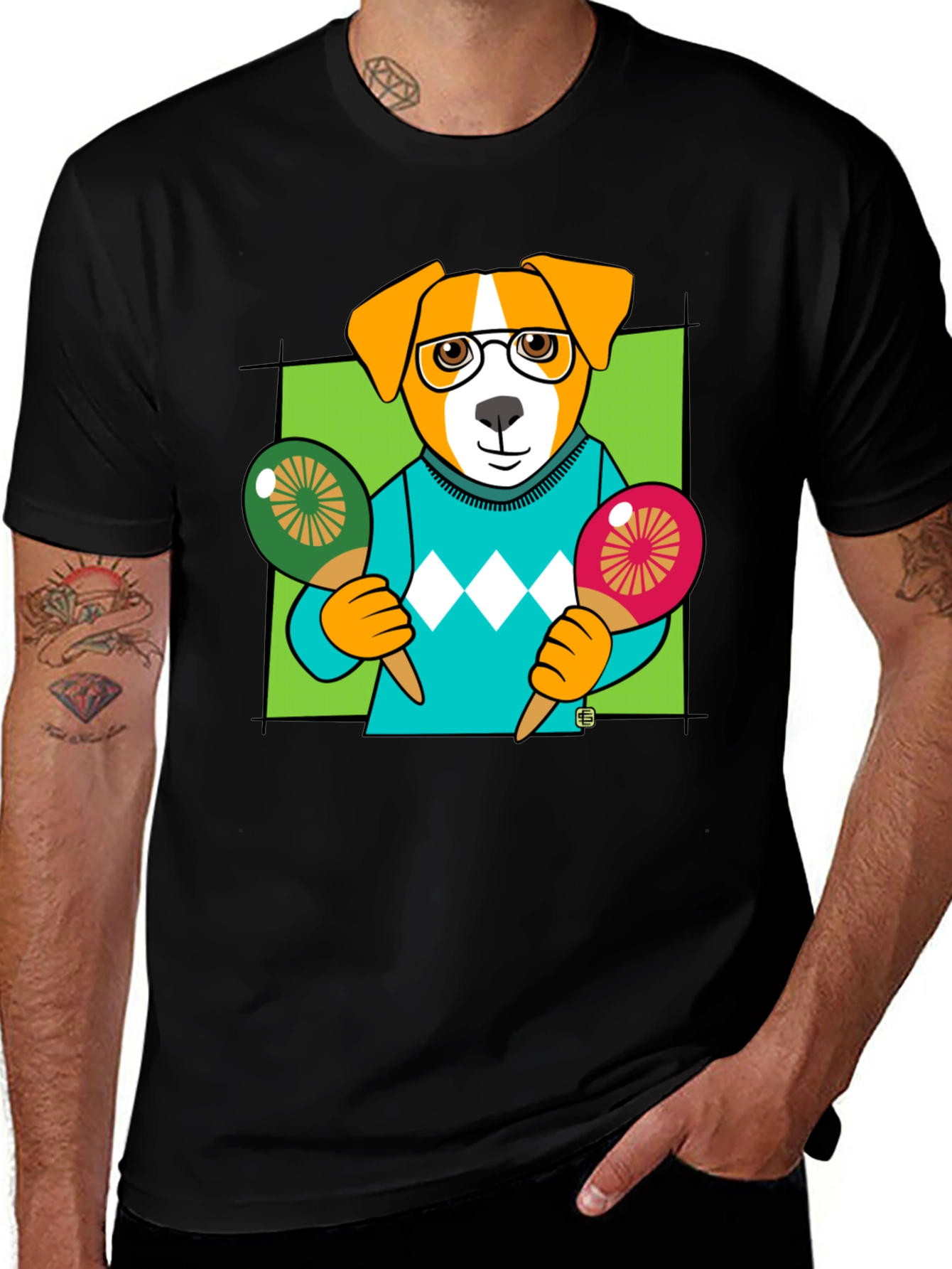 Variant 17 of Dog Playing Maracas Graphic T-Shirt