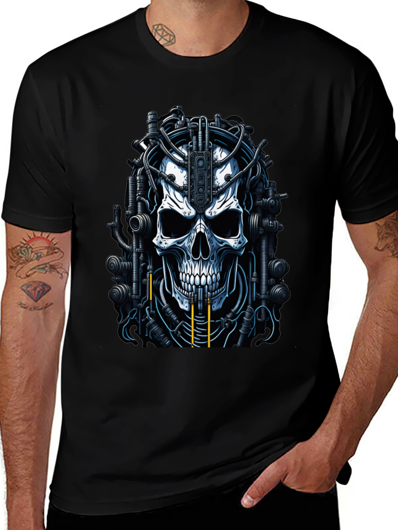 Cyberpunk Skull Graphic T-Shirt - Dark Style