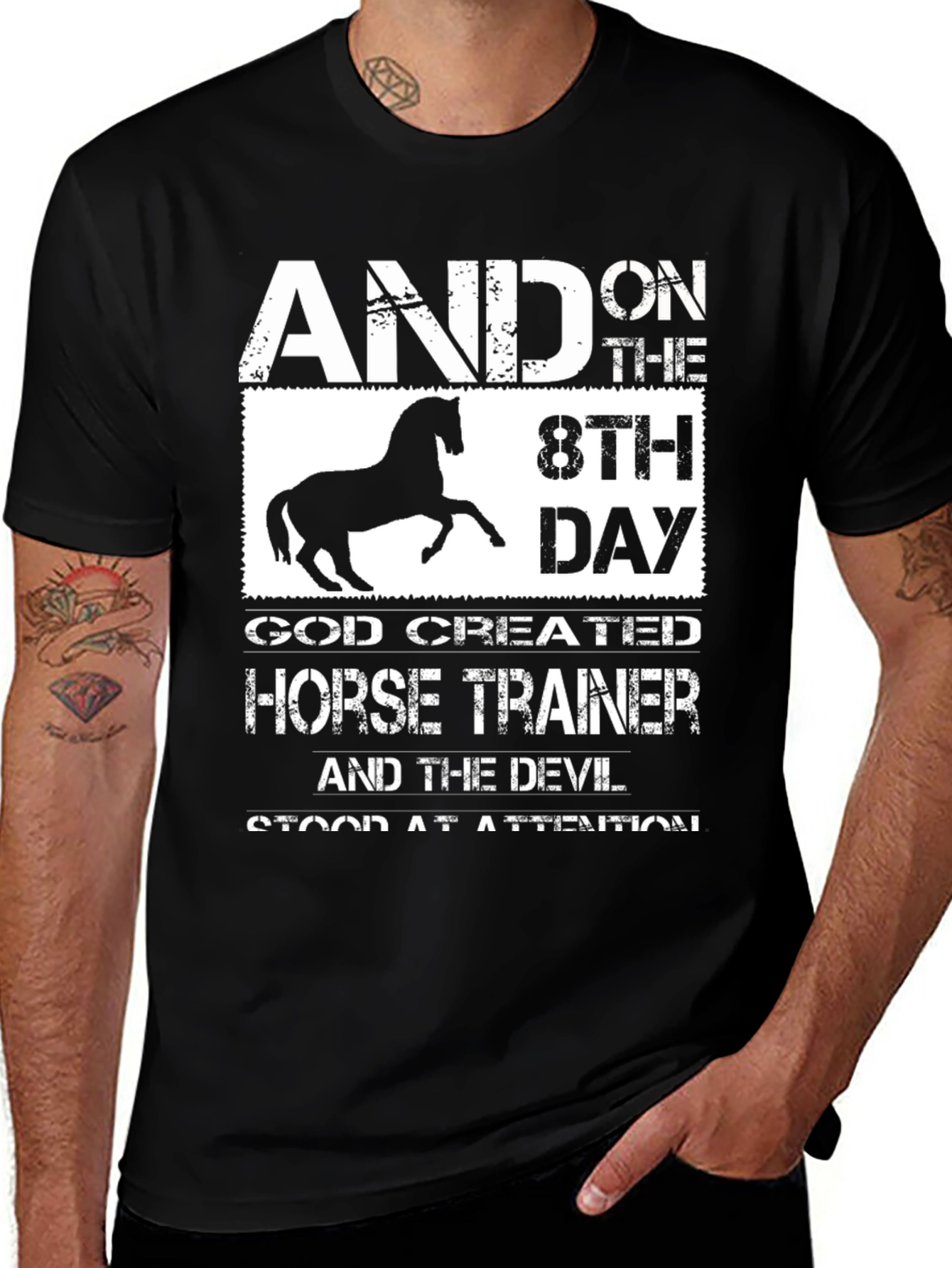 Variant 17 of Horse Trainer T-Shirt - And On The 8th Day