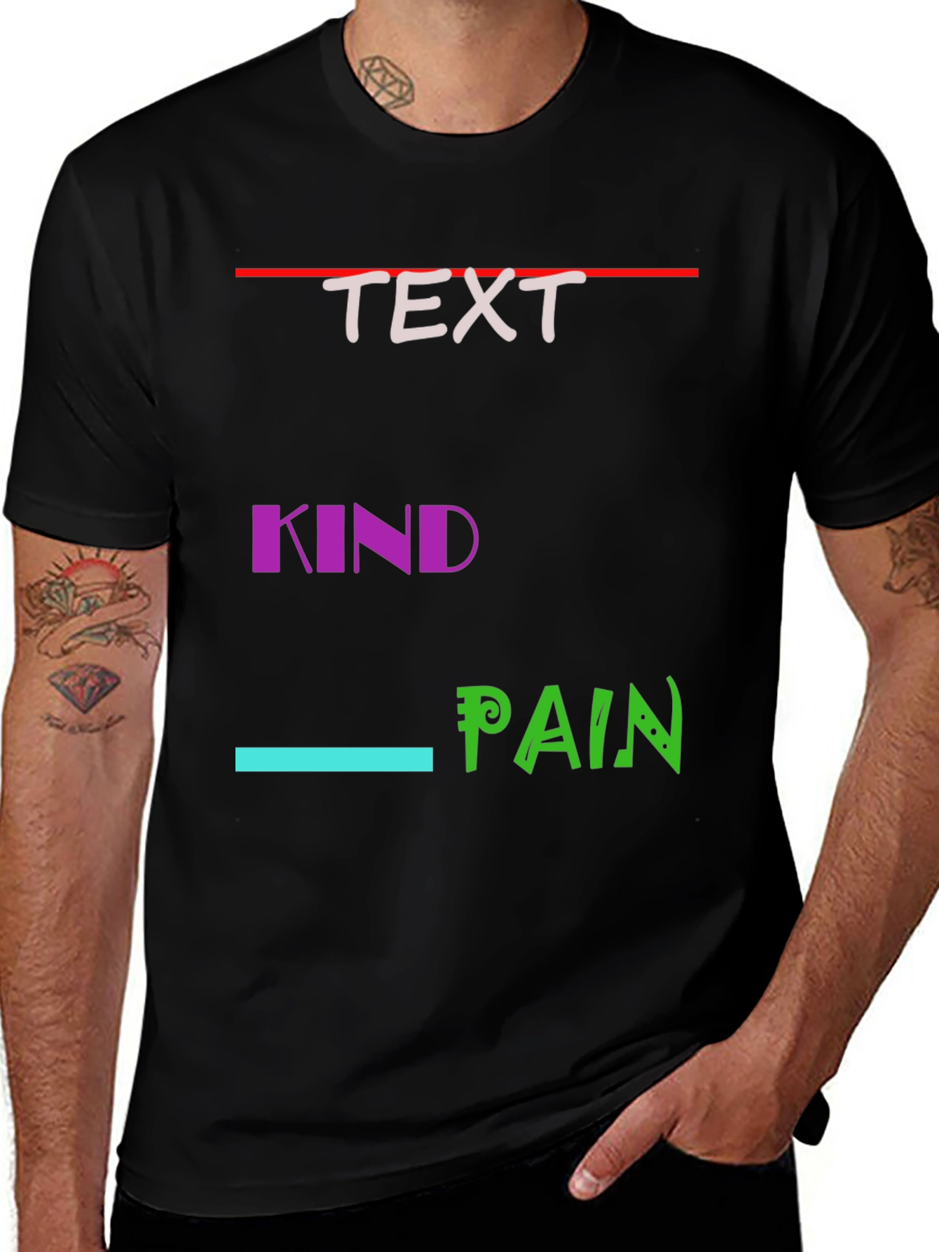 Text Kind Pain Graphic Tee Shirt - Casual Comfort