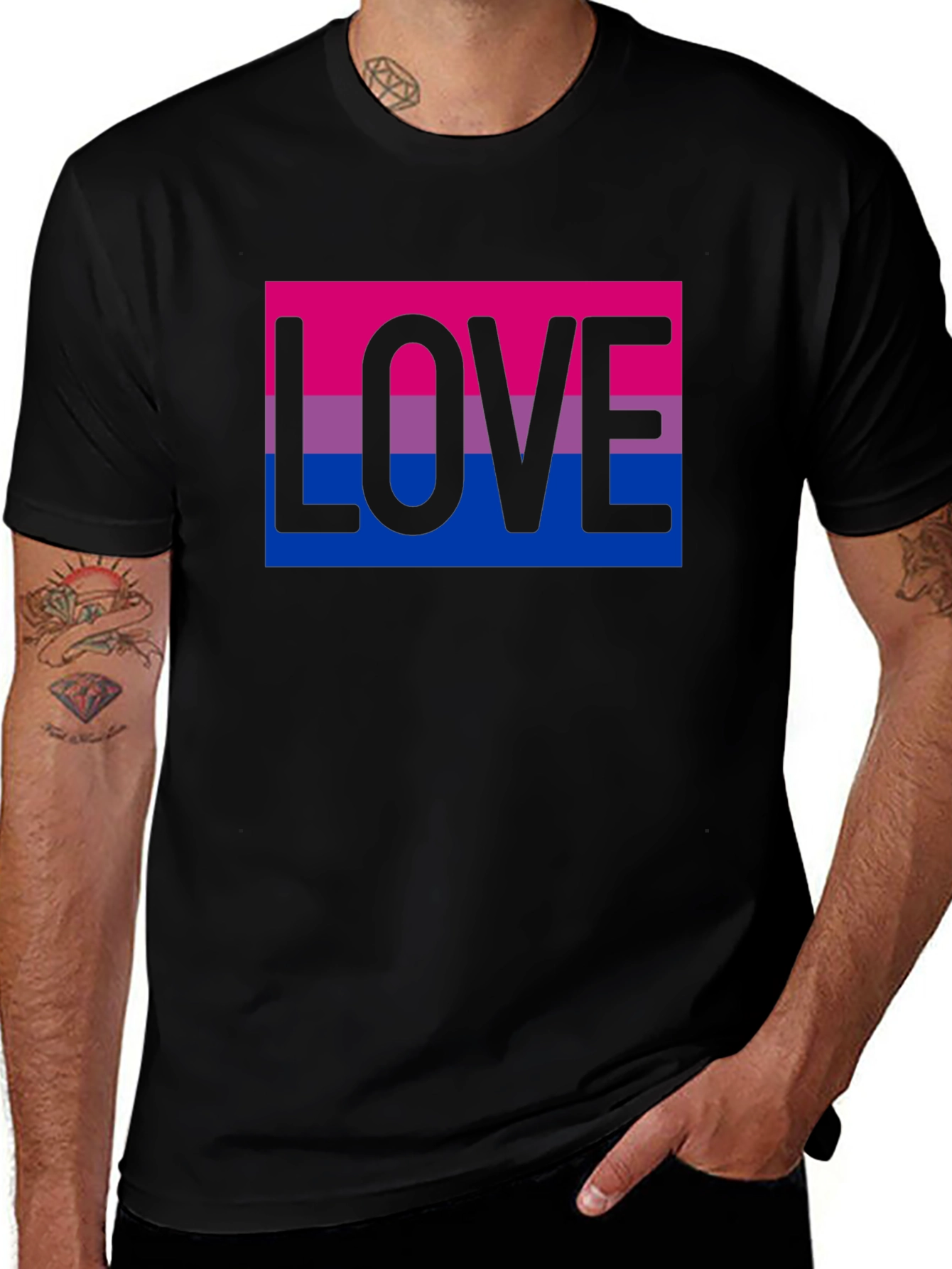 Variant 15 of Bisexual Pride Love T-Shirt - Black