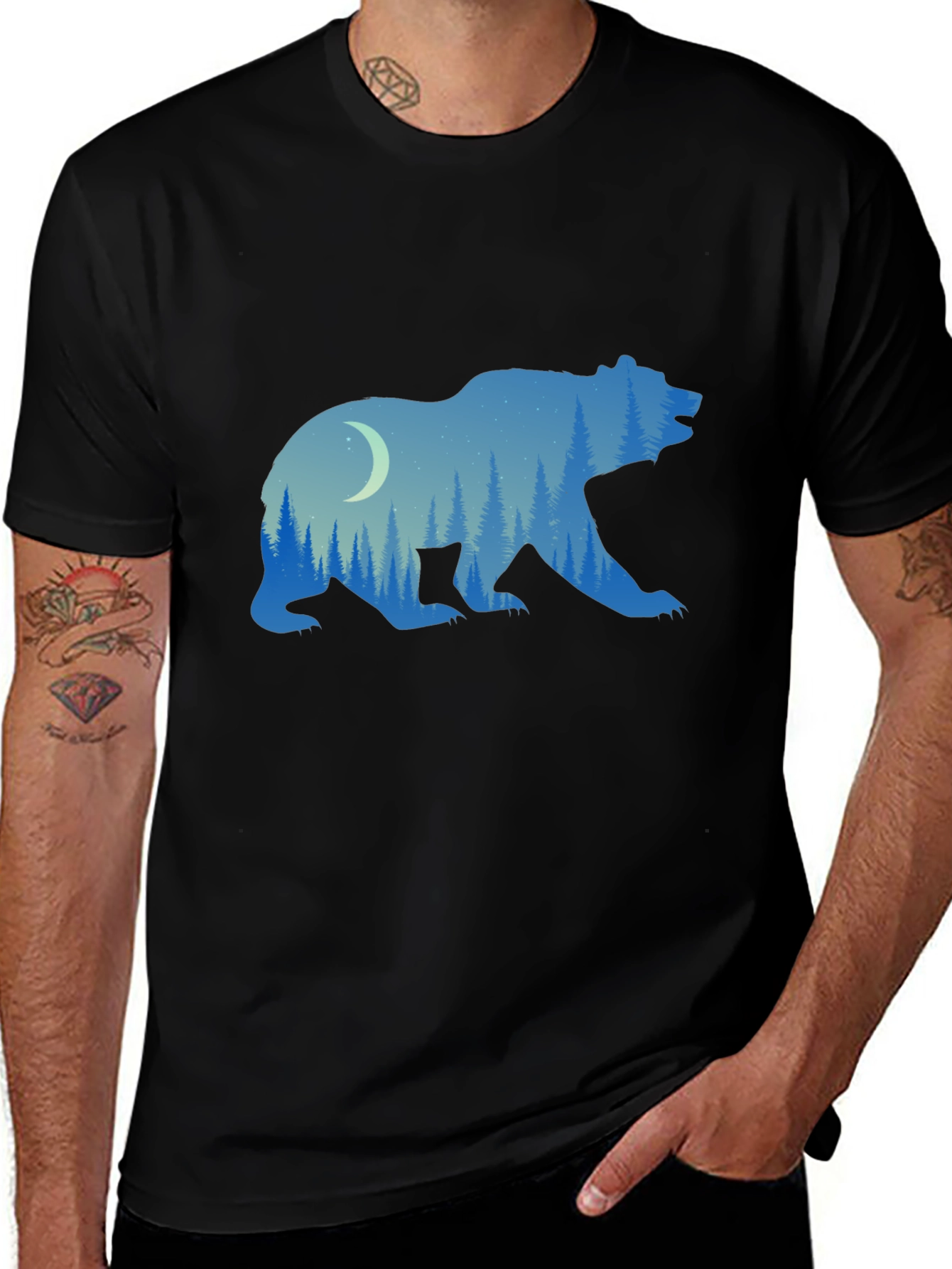 Variant 3 of Nature Bear Graphic Tee - Black